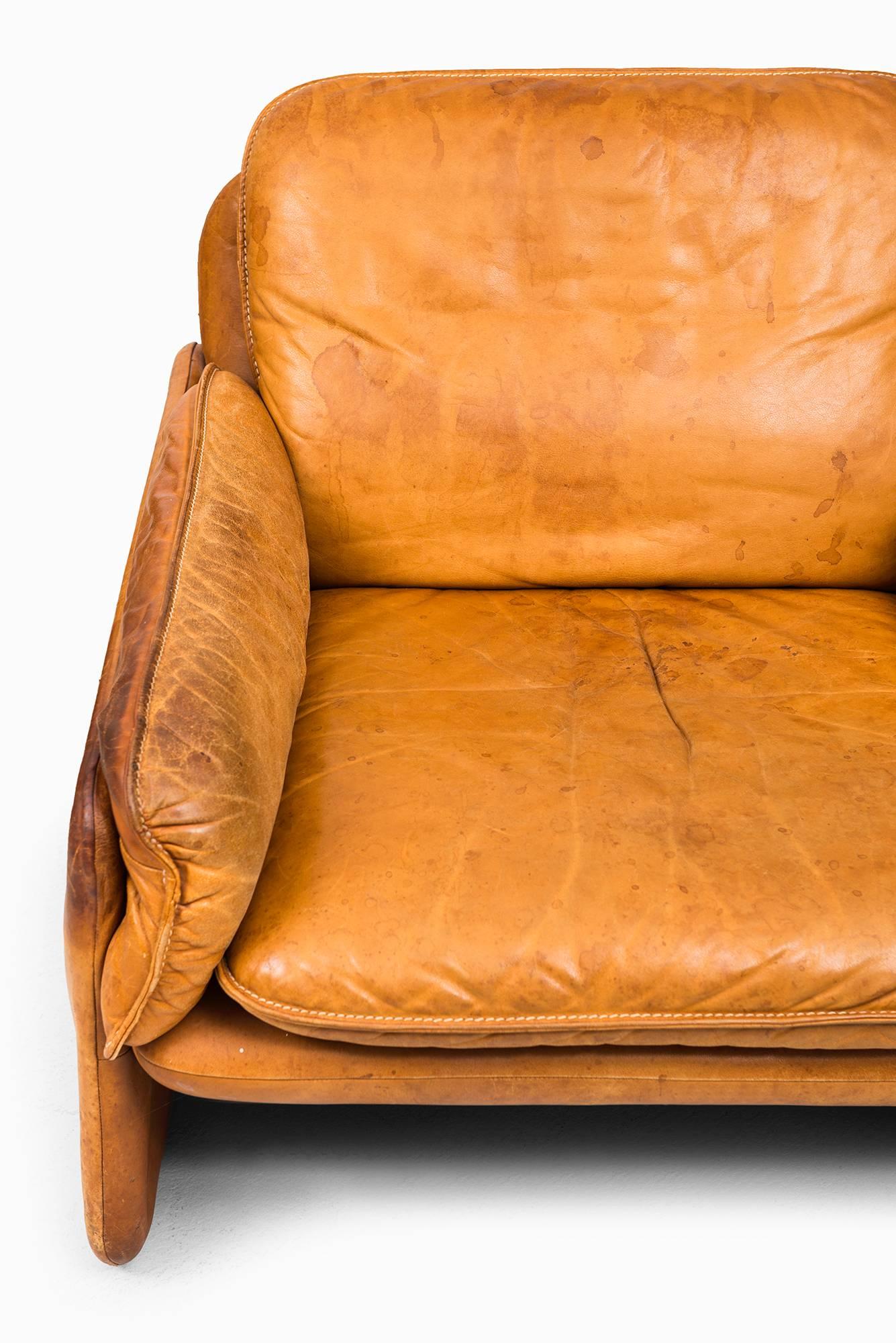 Swiss Easy Chairs in Cognac Brown Leather by De Sede in Switzerland