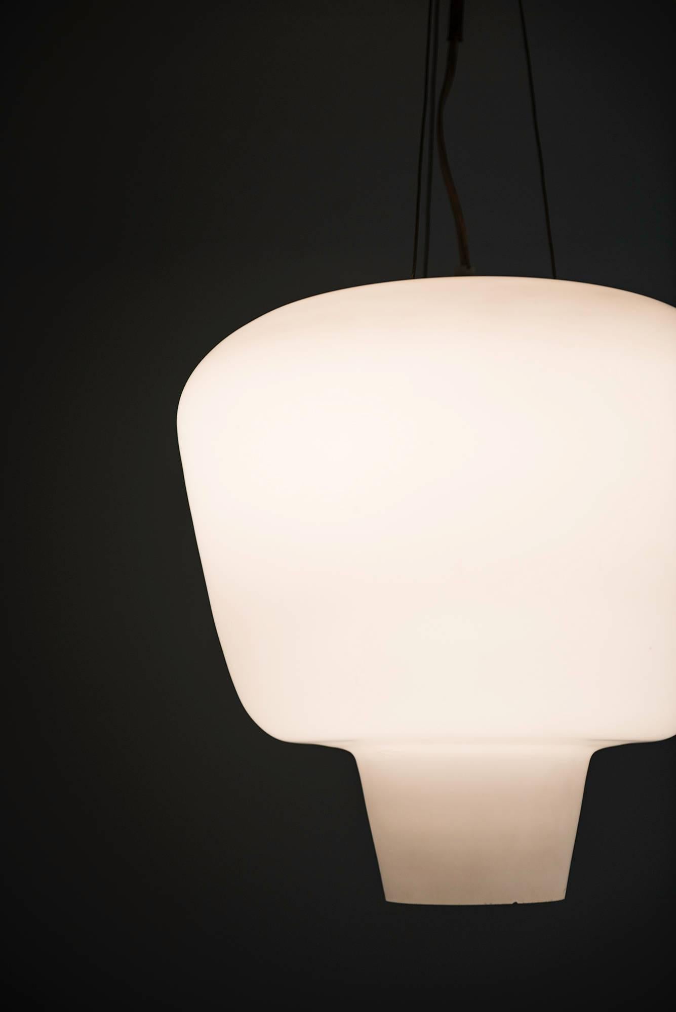 Scandinavian Modern Ceiling Lamp in Opaline Glass Produced by ASEA in Sweden For Sale