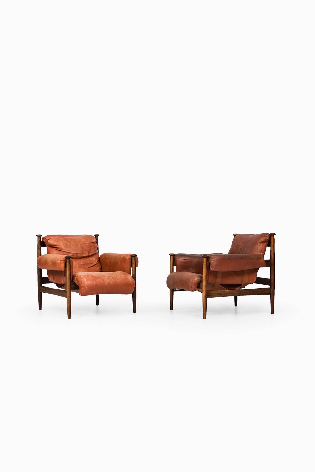 Leather Eric Merthen Easy Chairs Model Amiral Produced by Ire Möbler in Sweden
