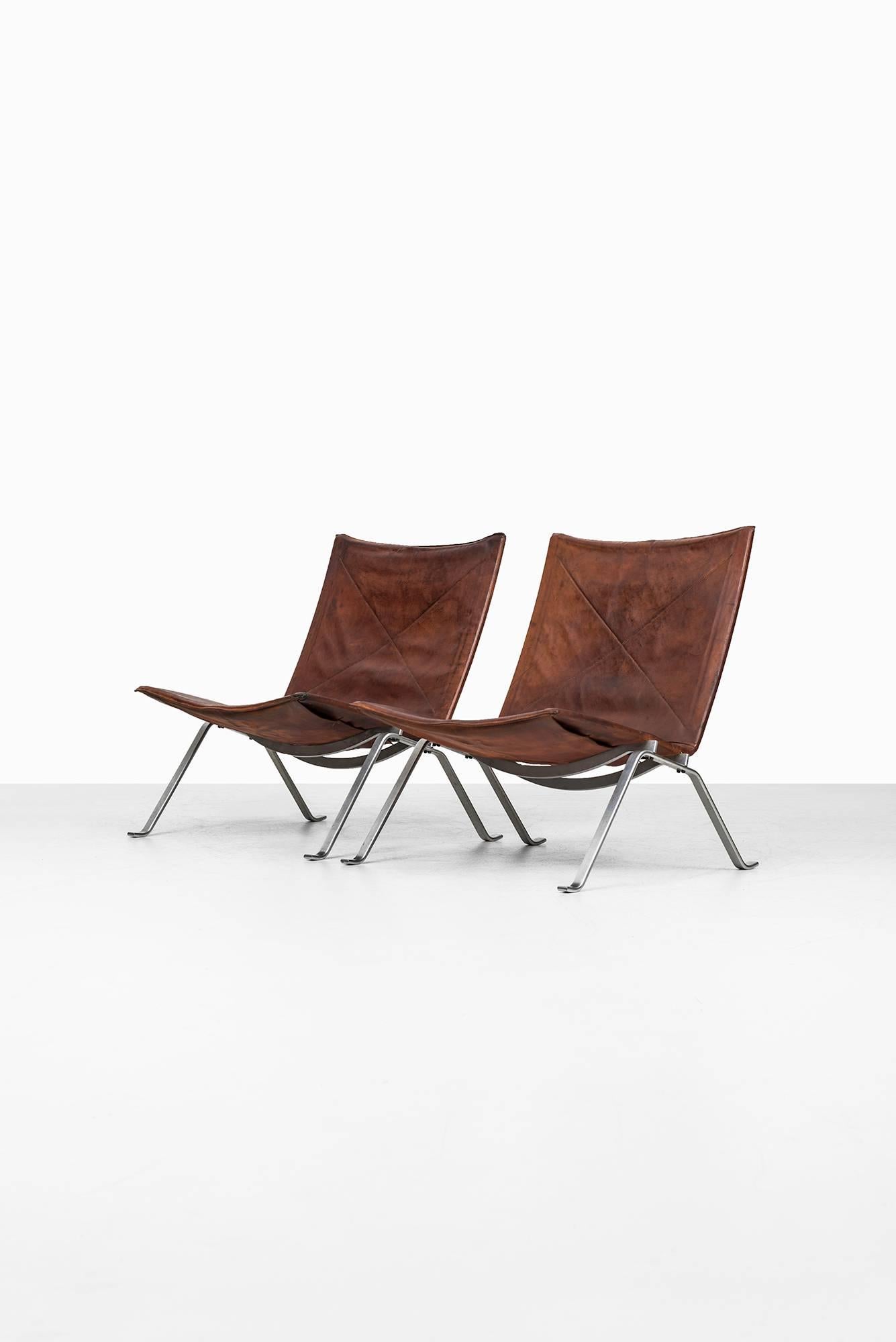 Scandinavian Modern Poul Kjærholm, a Set of Four PK-22 Easy Chairs by E. Kold Christensen in Denmark