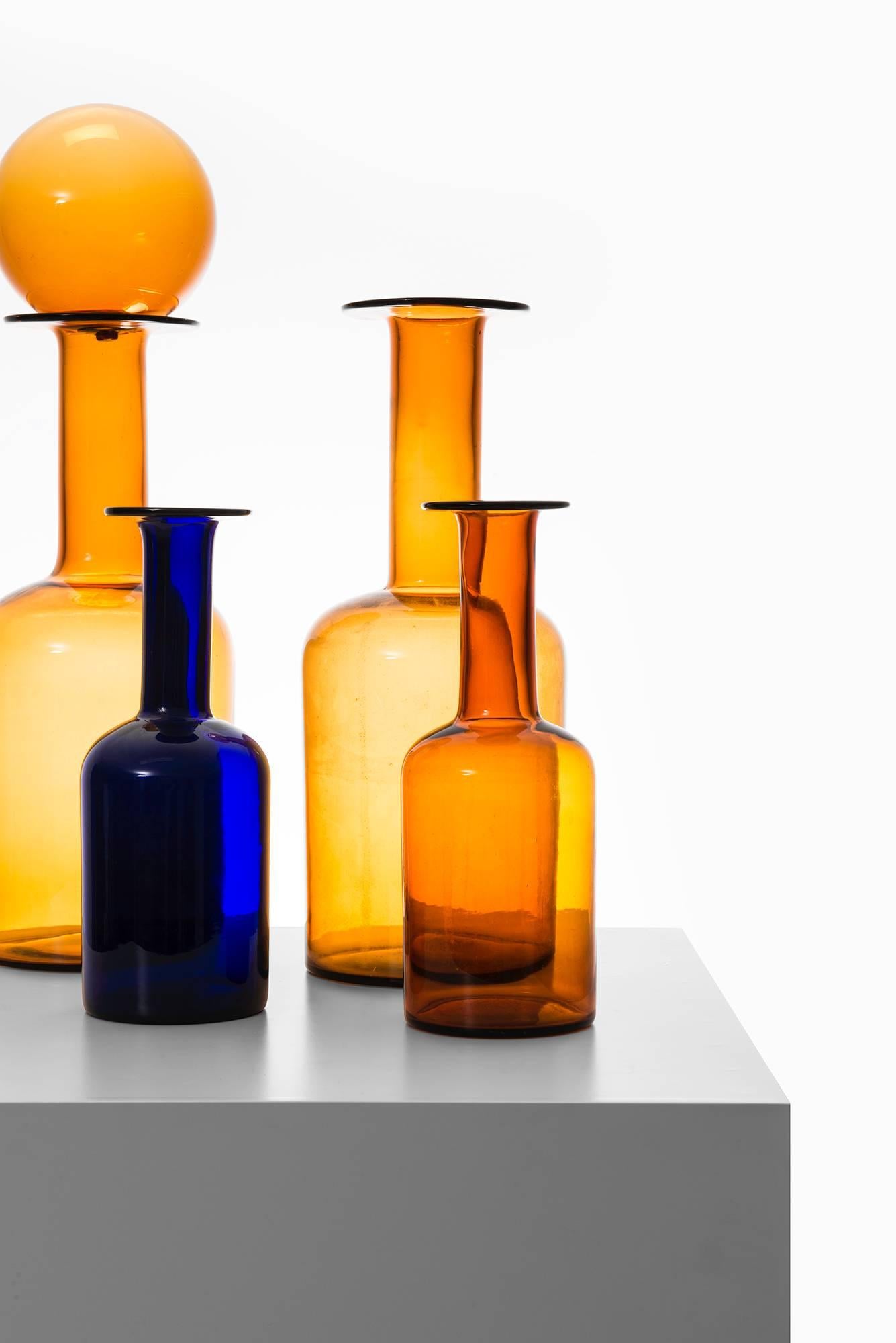 Scandinavian Modern Otto Brauer Glass Vases Produced by Kastrup Holmegaard in Denmark