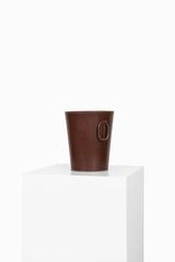 Carl Auböck Waste Paper Bin in Brown Leather and Brass