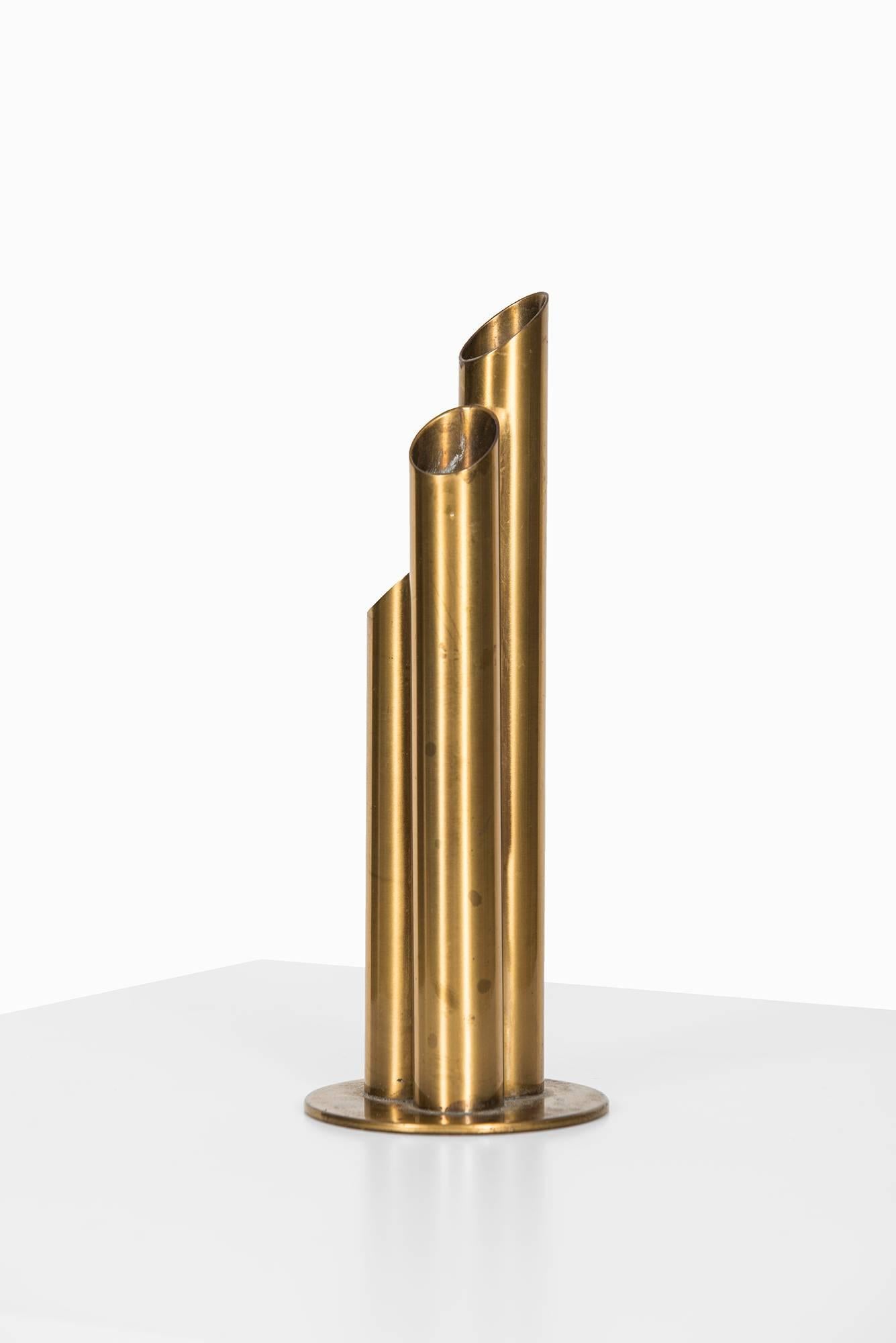 Scandinavian Modern Ivar Ålenius Björk Vase in Brass Produced by Ystad Metall in Sweden