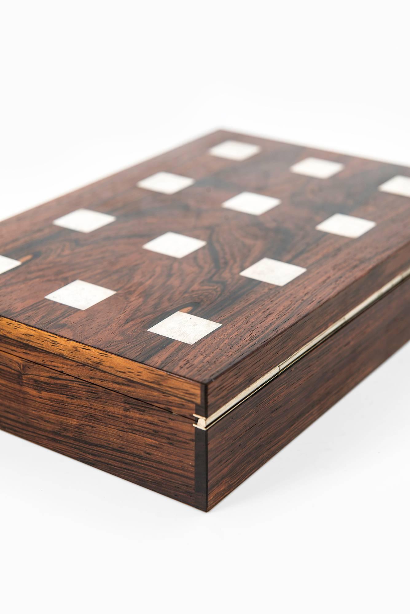 Danish Hans Hansen Box in Rosewood and Silver Inlays Produced in Denmark