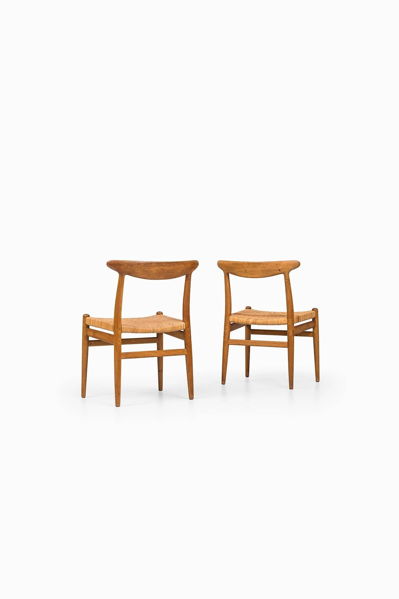 Danish Hans Wegner Set of Six Dining Chairs Model W2 Produced by C.M Madsen in Denmark