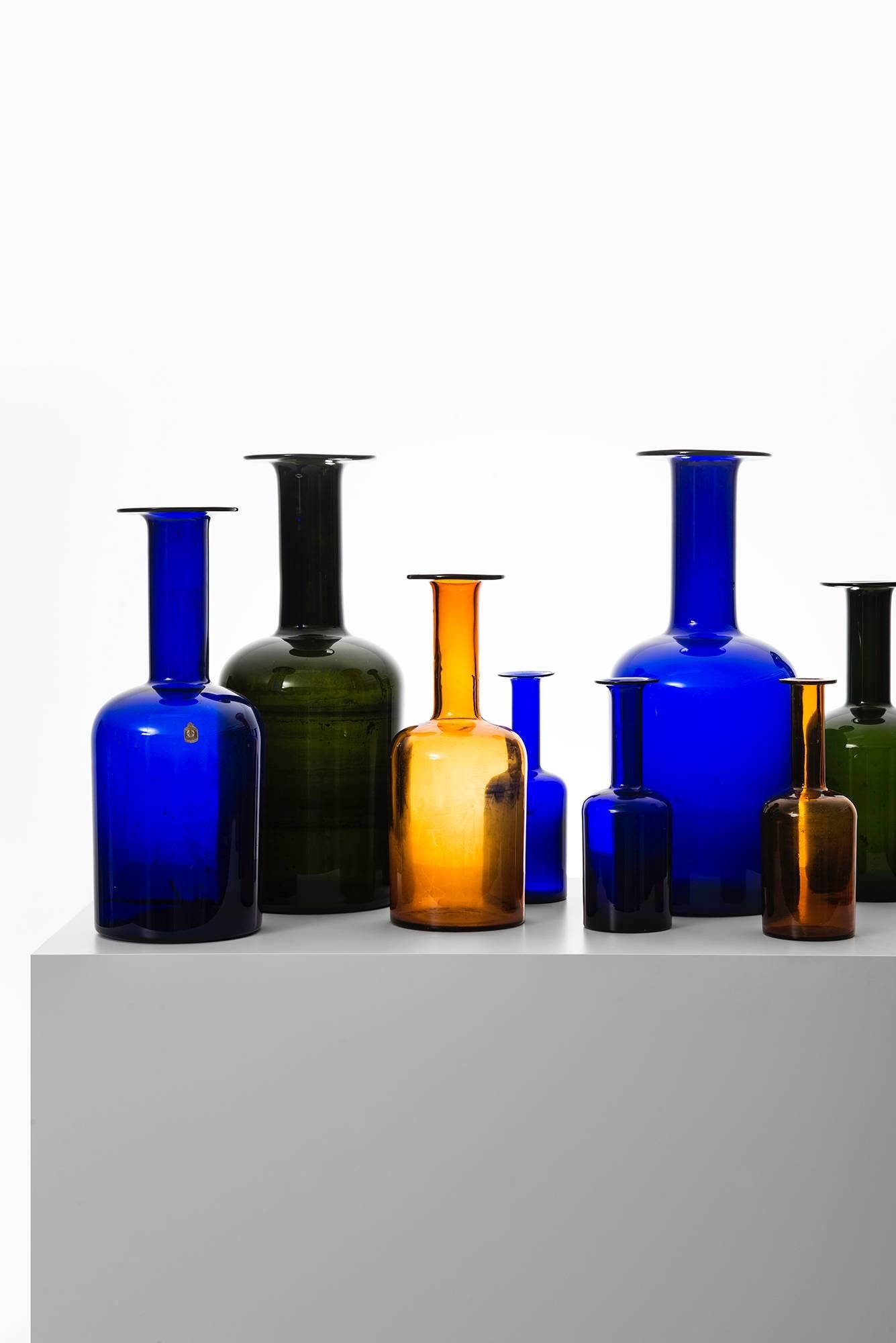 Large collection of glass vases designed by Otto Brauer. Produced by Kastrup Holmegaard in Denmark.