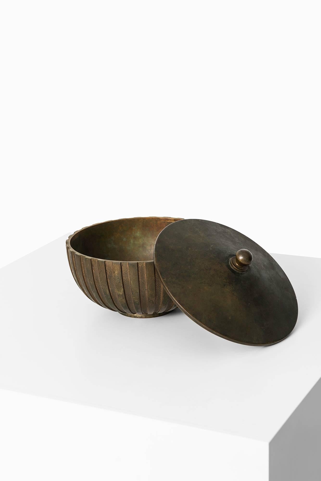 Scandinavian Modern Bronze Bowl with Lid Produced by Tinos in Denmark