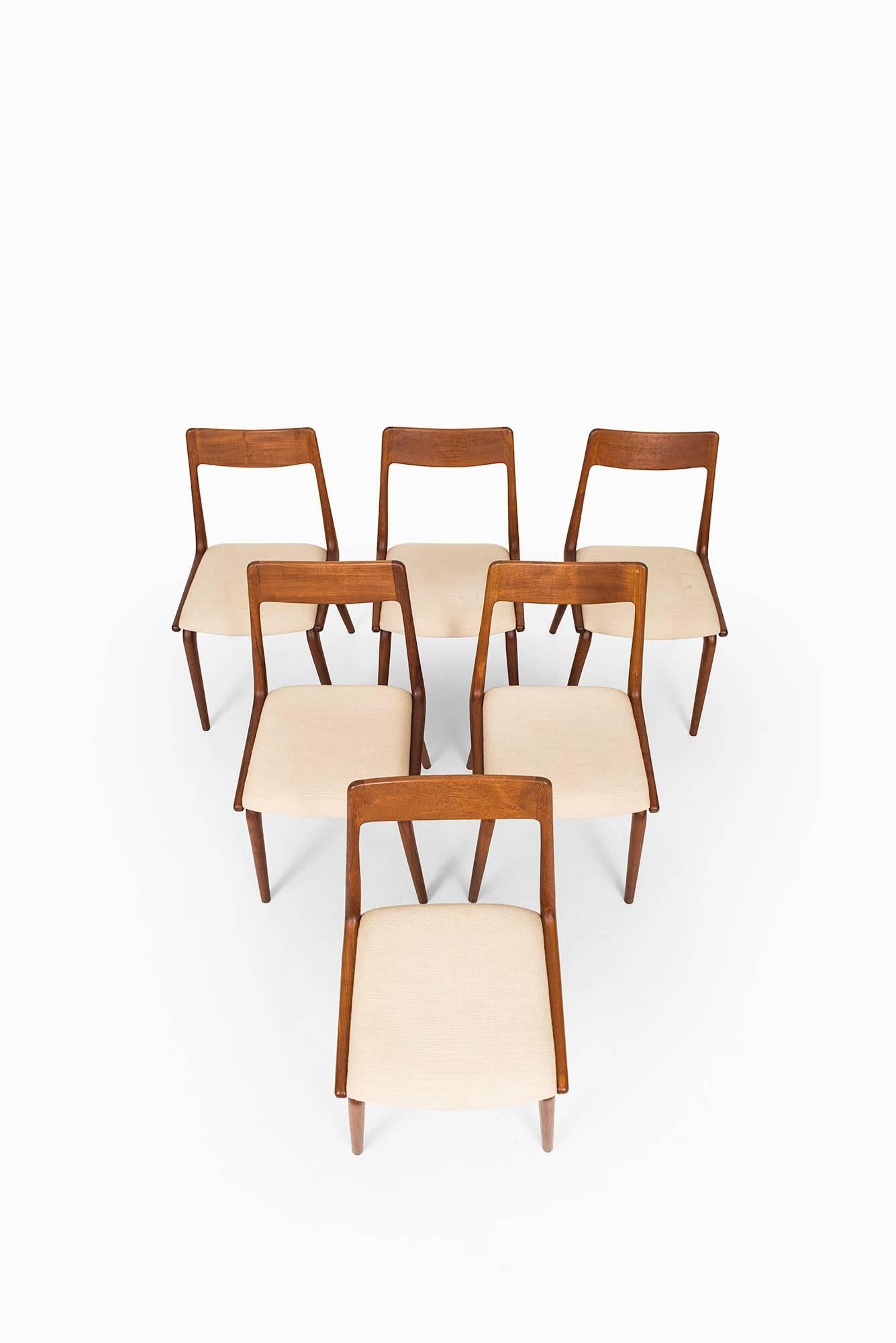 Fabric Alfred Christensen Dining Chairs Model Boomerang Produced in Denmark