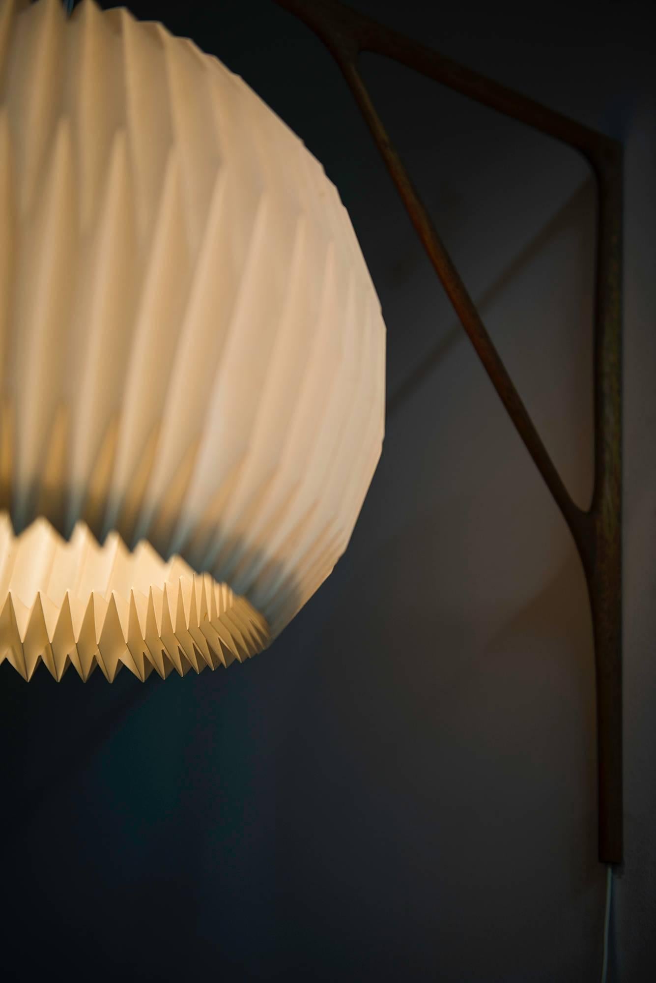 Sculptural Wall Lamp in Teak with Lamp Shade by Le Klint 2
