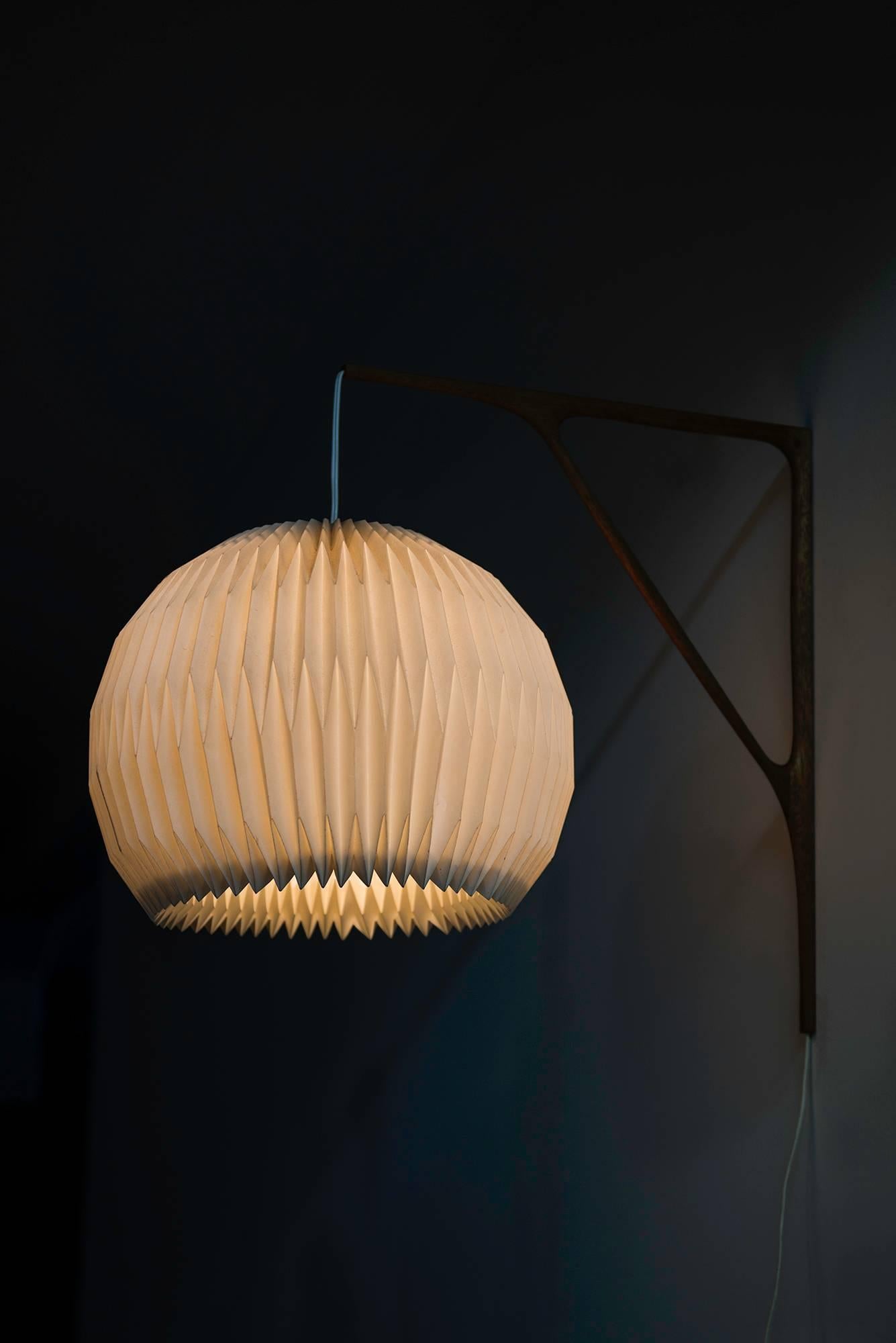 Sculptural Wall Lamp in Teak with Lamp Shade by Le Klint 3