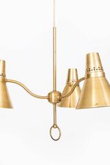 Pair of Height Adjustable Ceiling Lamps in Brass by AB E. Hansson & Co in Sweden