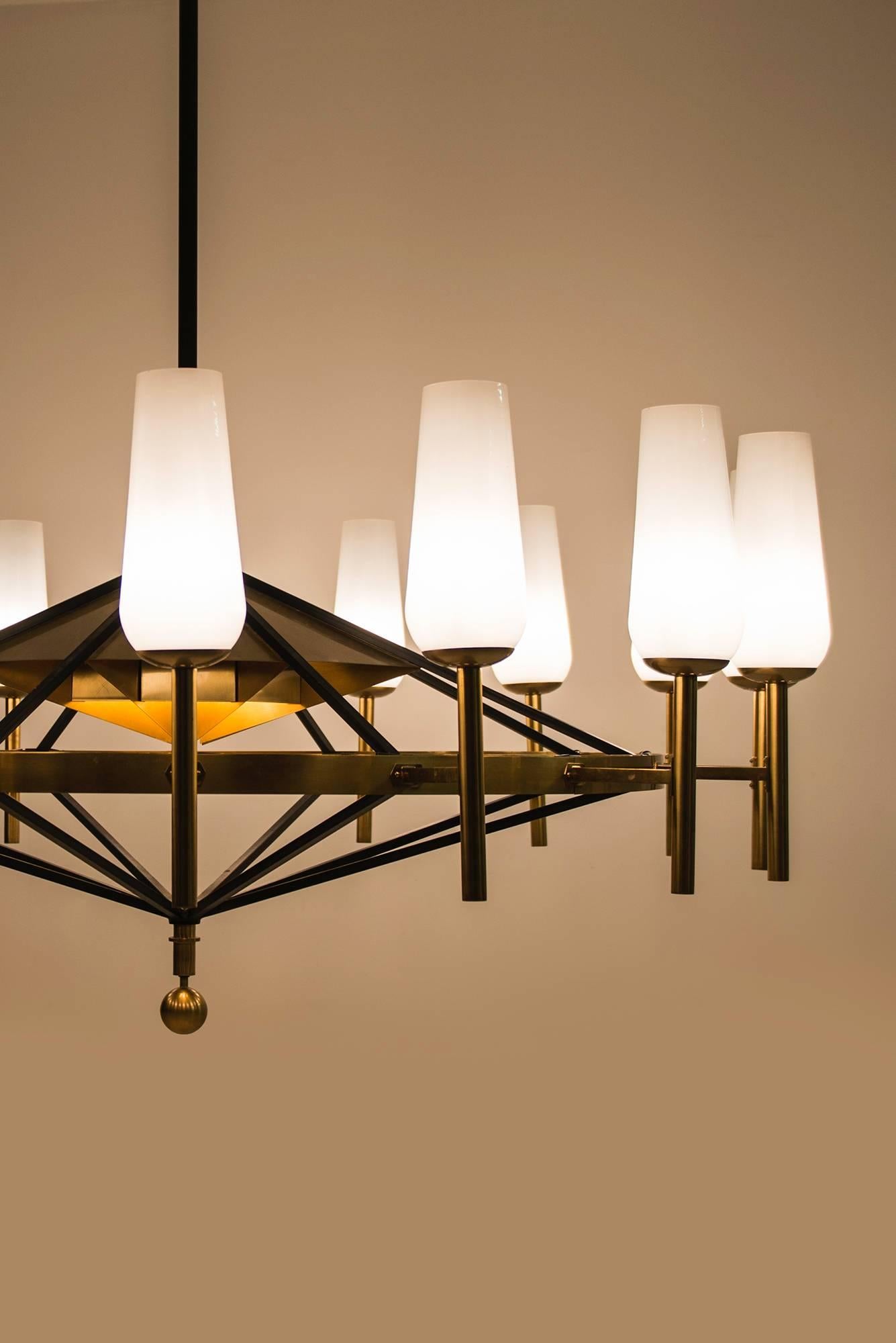 Mid-20th Century Uno & Osten Kristiansson Rare and Big Ceiling Lamp by Luxus in Sweden