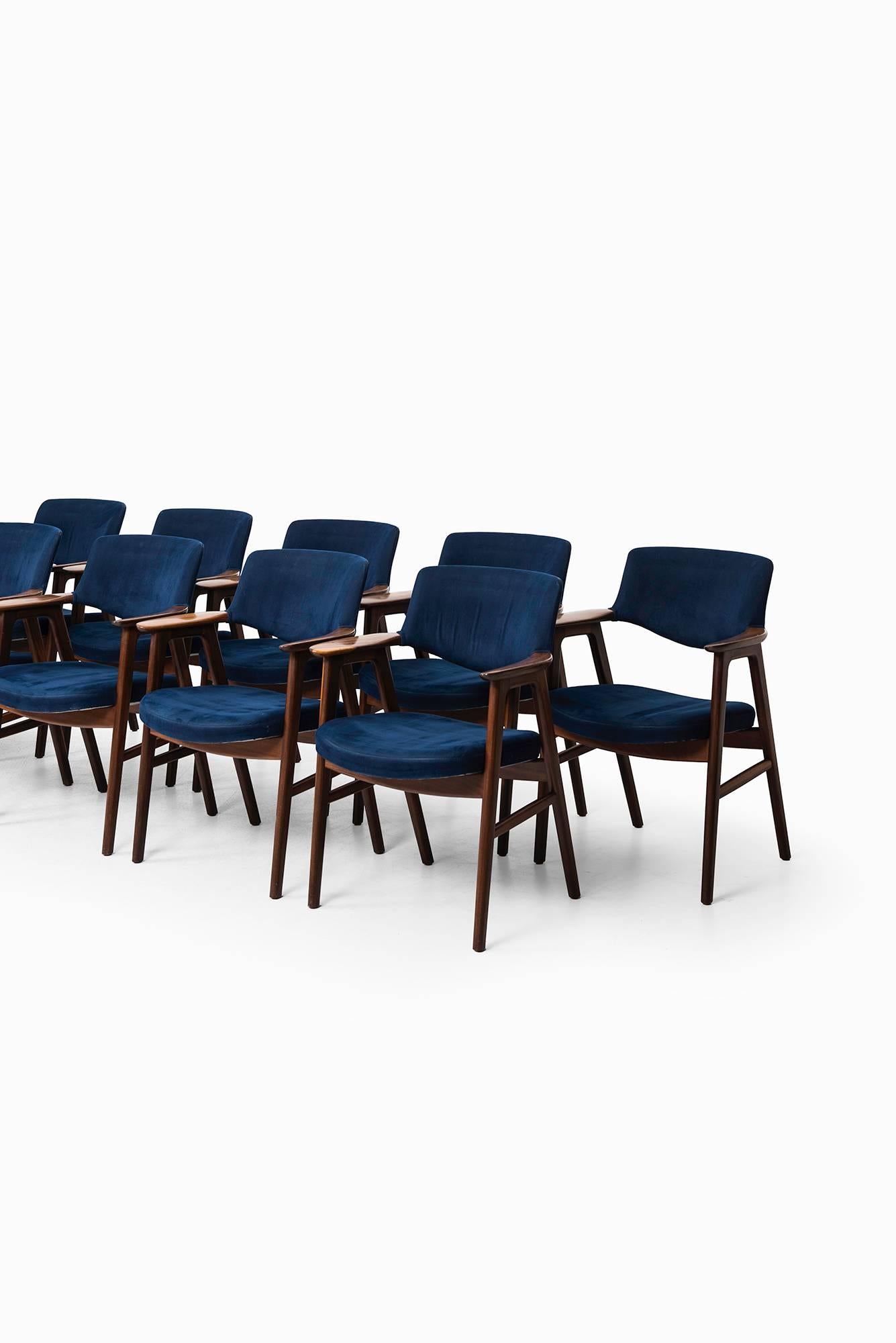 Rare set of ten armchairs designed by Erik Kirkegaard. Produced by Høng Stolefabrik in Denmark.