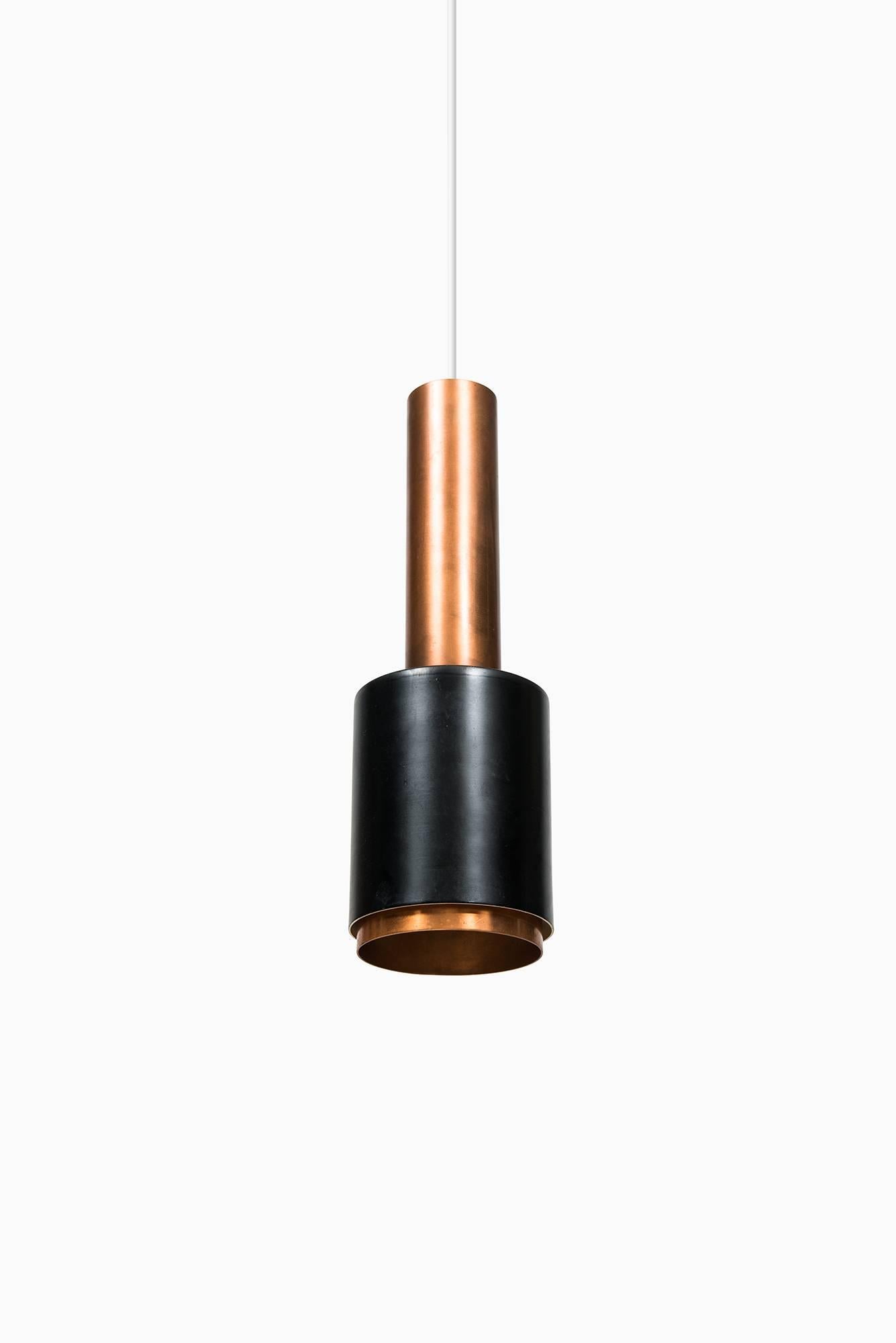 Scandinavian Modern Pair of Ceiling Lamps in Copper and Black Lacquered Metal