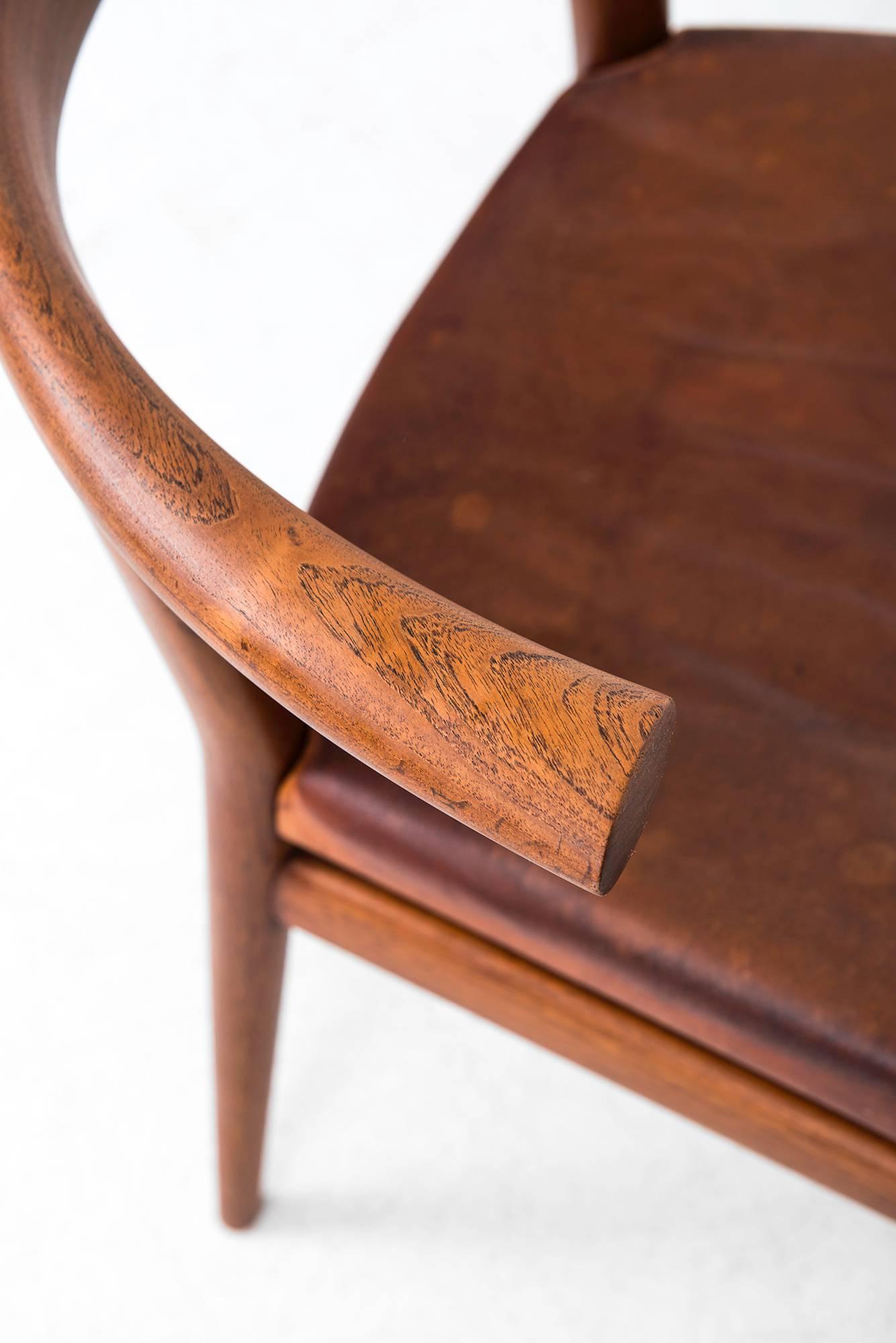 Leather Hans Wegner Armchair Model JH518 by Johannes Hansen in Denmark