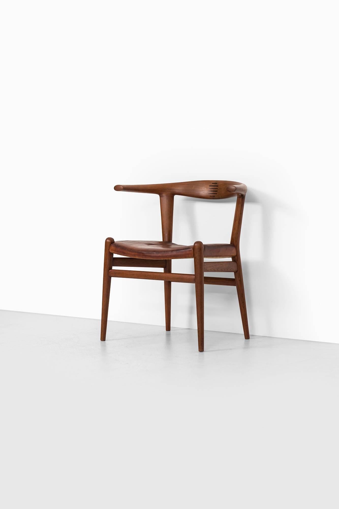 Rare bull horn armchair model JH518 designed by Hans Wegner. Produced by Johannes Hansen in Denmark.