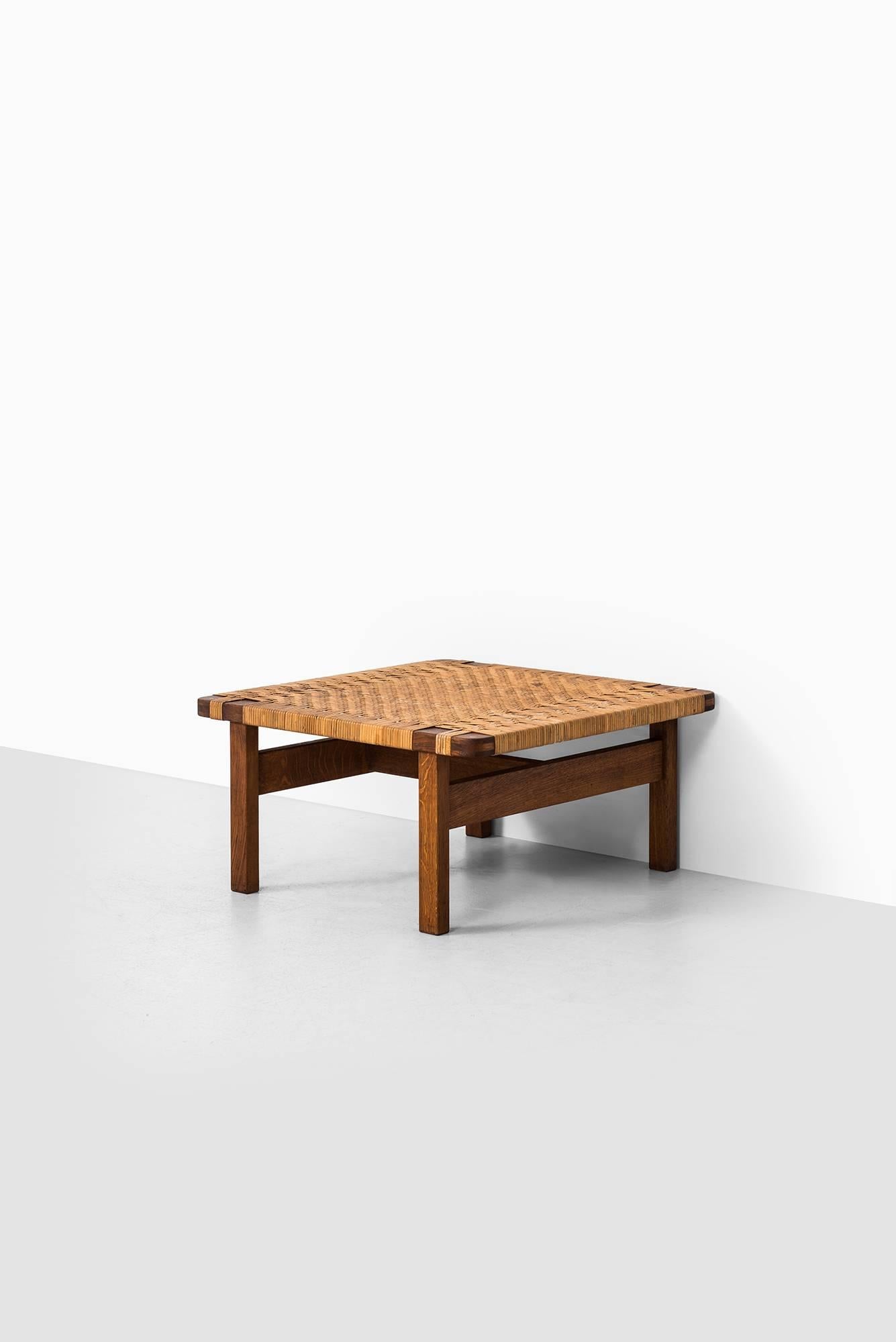 Danish Børge Mogensen Side Table in Oak and Cane by Fredericia Stolefabrik in Denmark