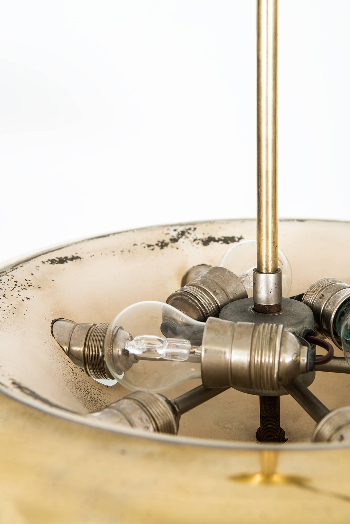 Scandinavian Modern Rare Ceiling Lamp in Brass and Glass by Böhlmarks in Sweden