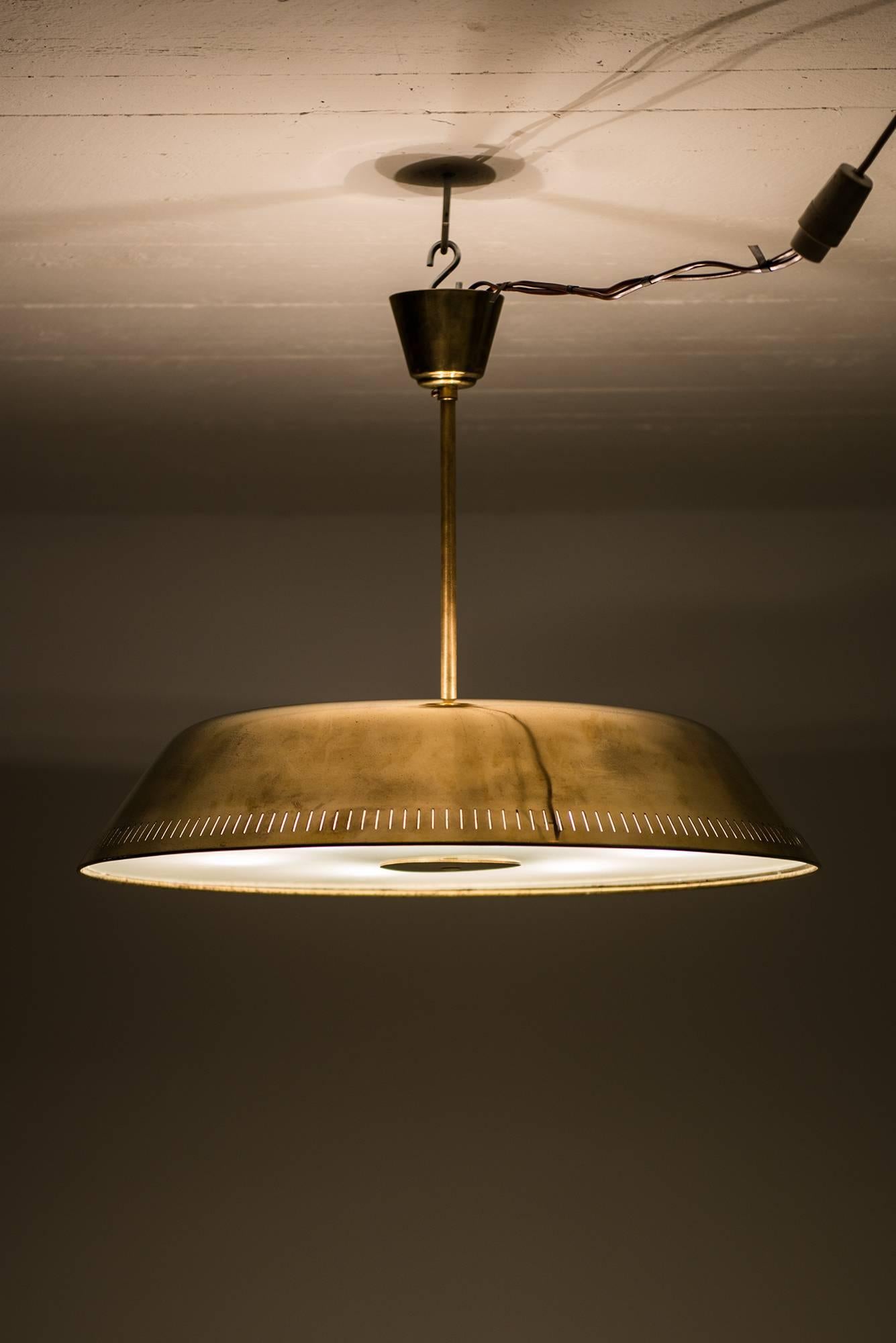 Rare Ceiling Lamp in Brass and Glass by Böhlmarks in Sweden 2