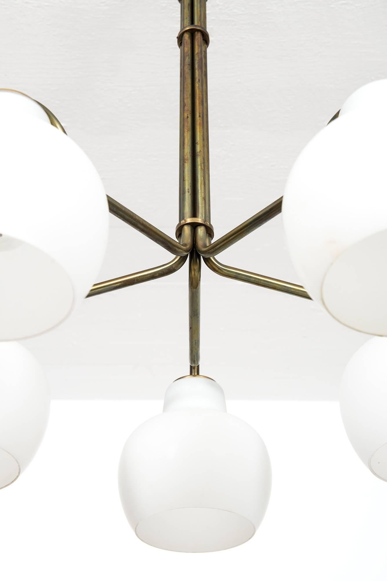Rare ceiling lamp designed by Vilhelm Lauritzen. Produced by Louis Poulsen in Denmark.