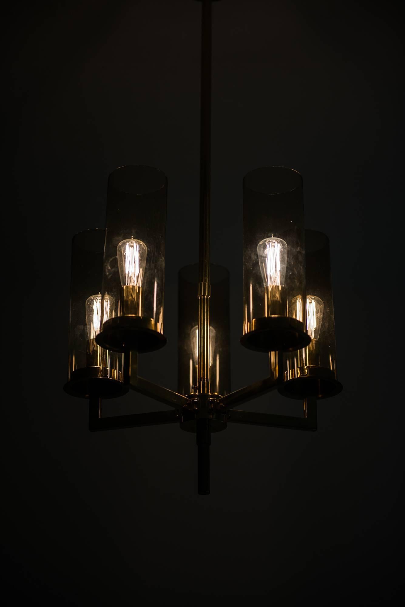 Mid-20th Century Hans-Agne Jakobsson Ceiling Lamp in Brass and Glass