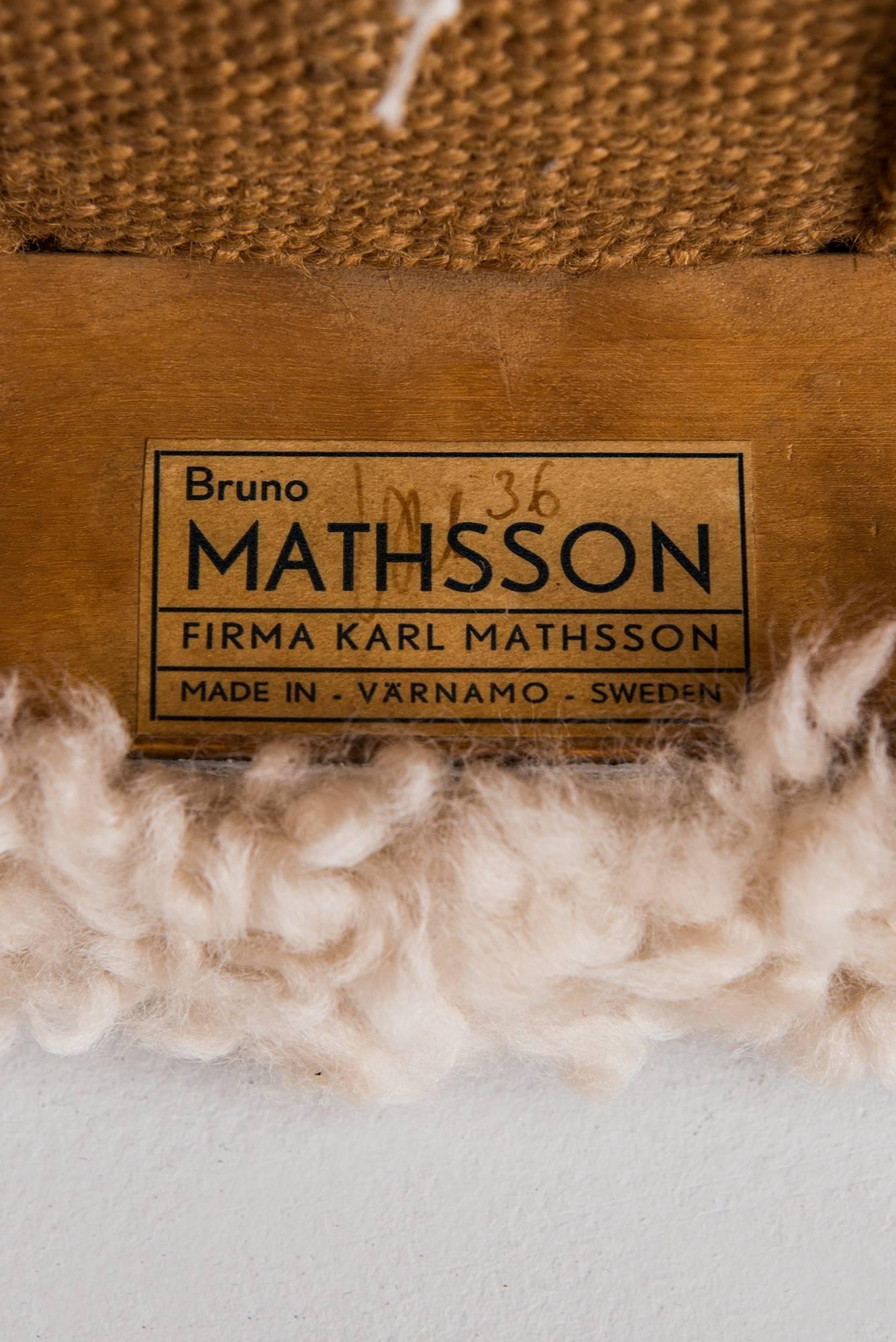 Leather Bruno Mathsson Stool by Karl Mathsson in Värnamo, Sweden