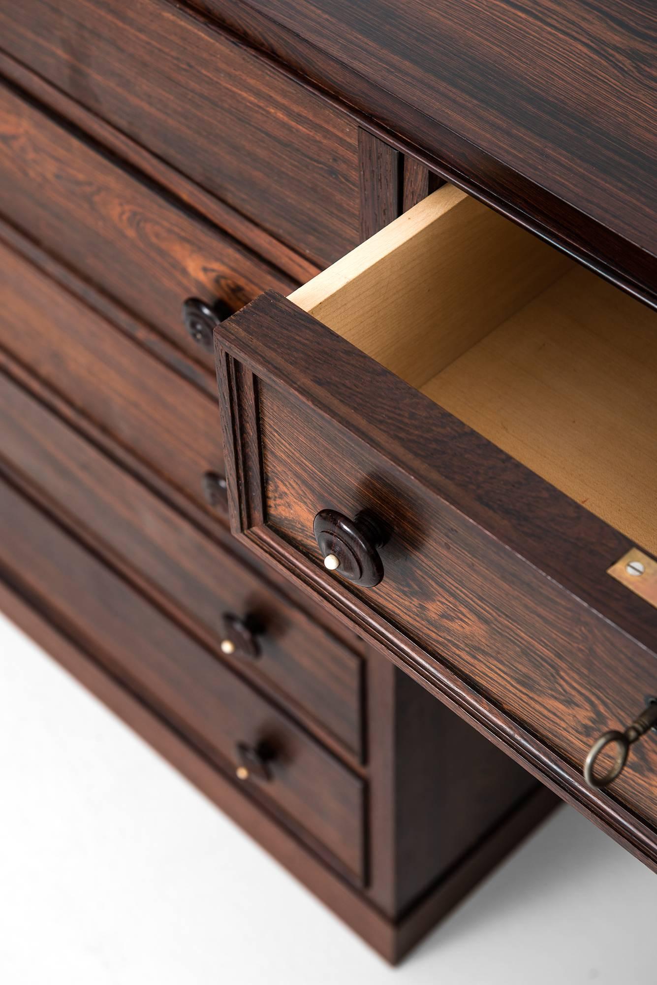 Rosewood Corner Desk / Vanity / Storage Unit in the Manner of Frode Holm For Sale