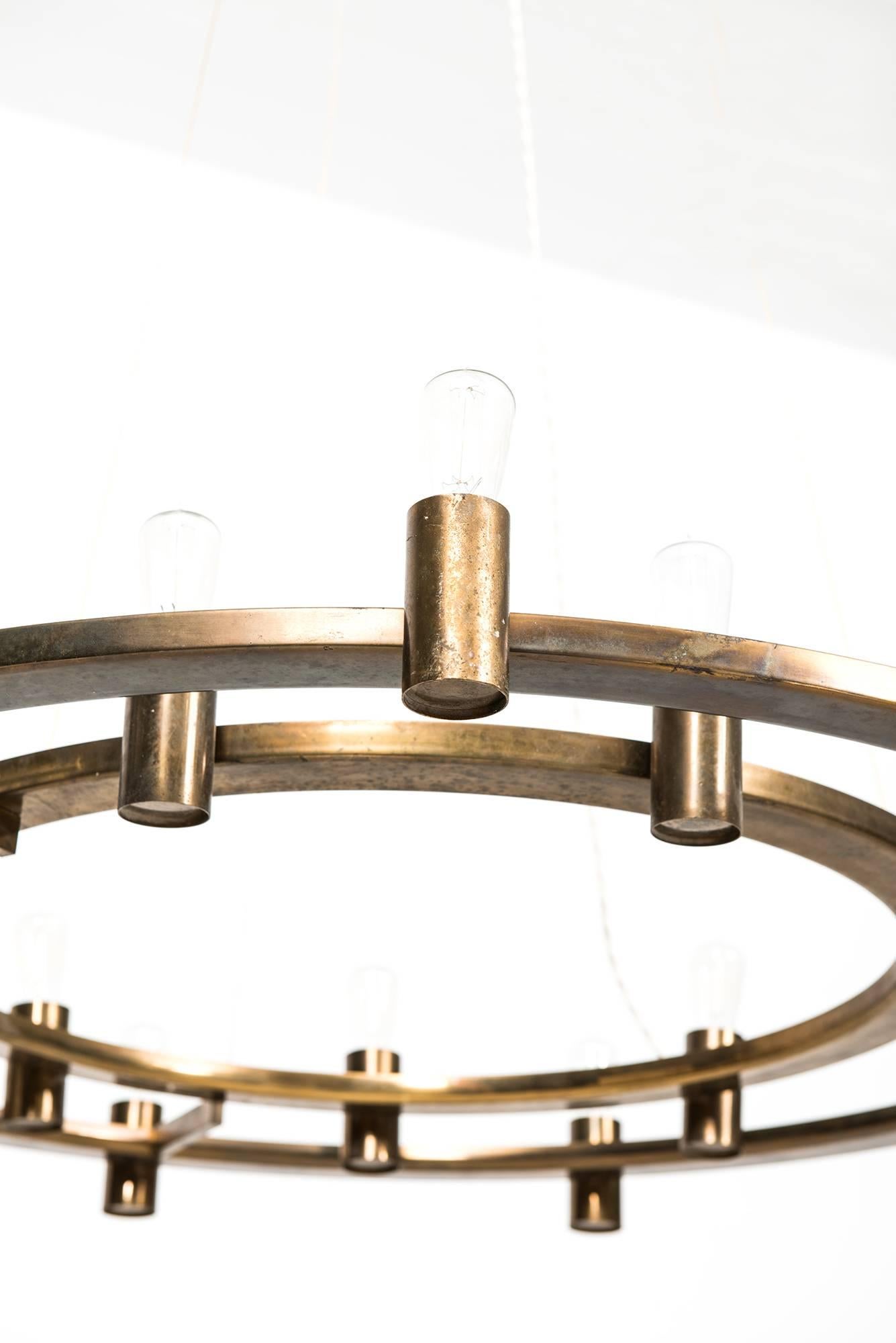 Scandinavian Modern Big Ceiling Lamp in Brass Produced in Denmark