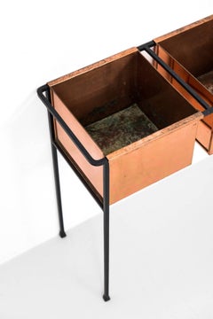Hans-Agne Jakobsson Flower Table in Copper and Black Lacquered Metal