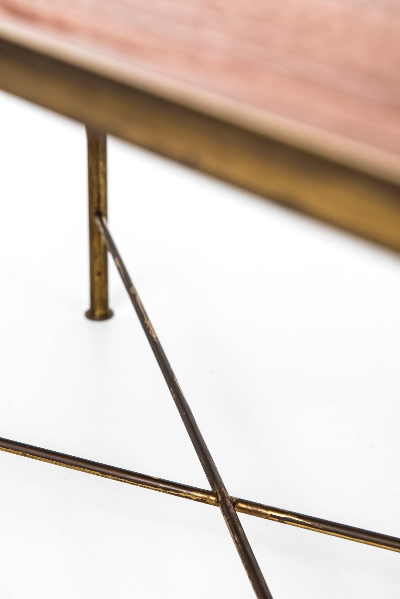 Brass Frode Holm Coffee Table in Teak by Illums Bolighus in Denmark For Sale