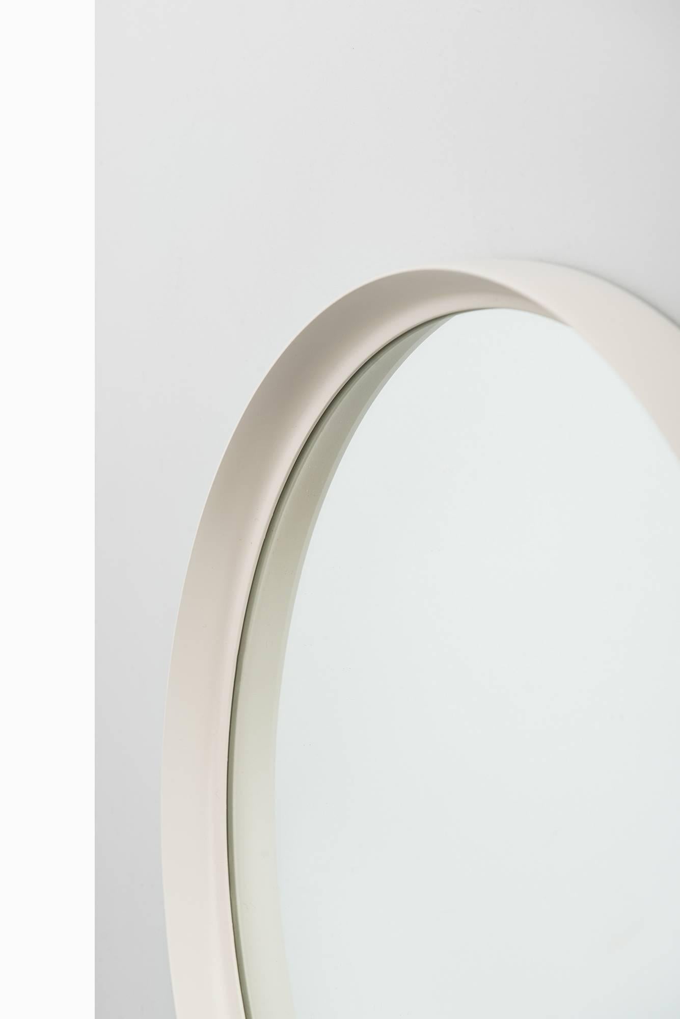 Swedish White Lacquered Round Mirror Probably Produced in Sweden