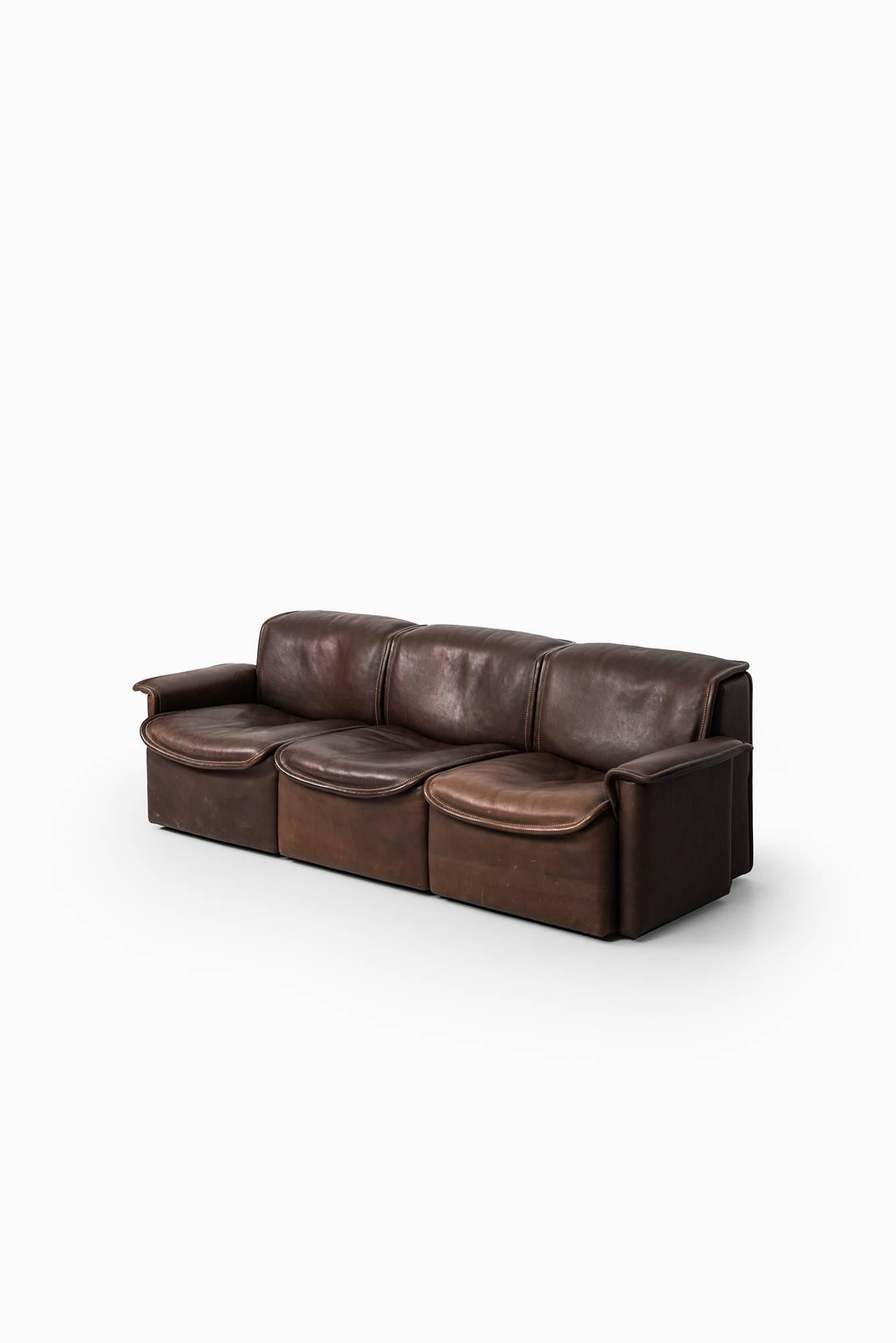 Leather De Sede Three-Seat Sofa Model DS-12 by De Sede in Switzerland