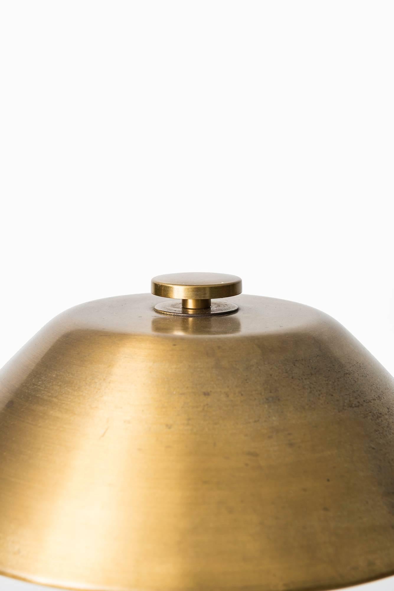 Swedish Table Lamp in Brass and Leather Produced by Einar Bäckström in Sweden
