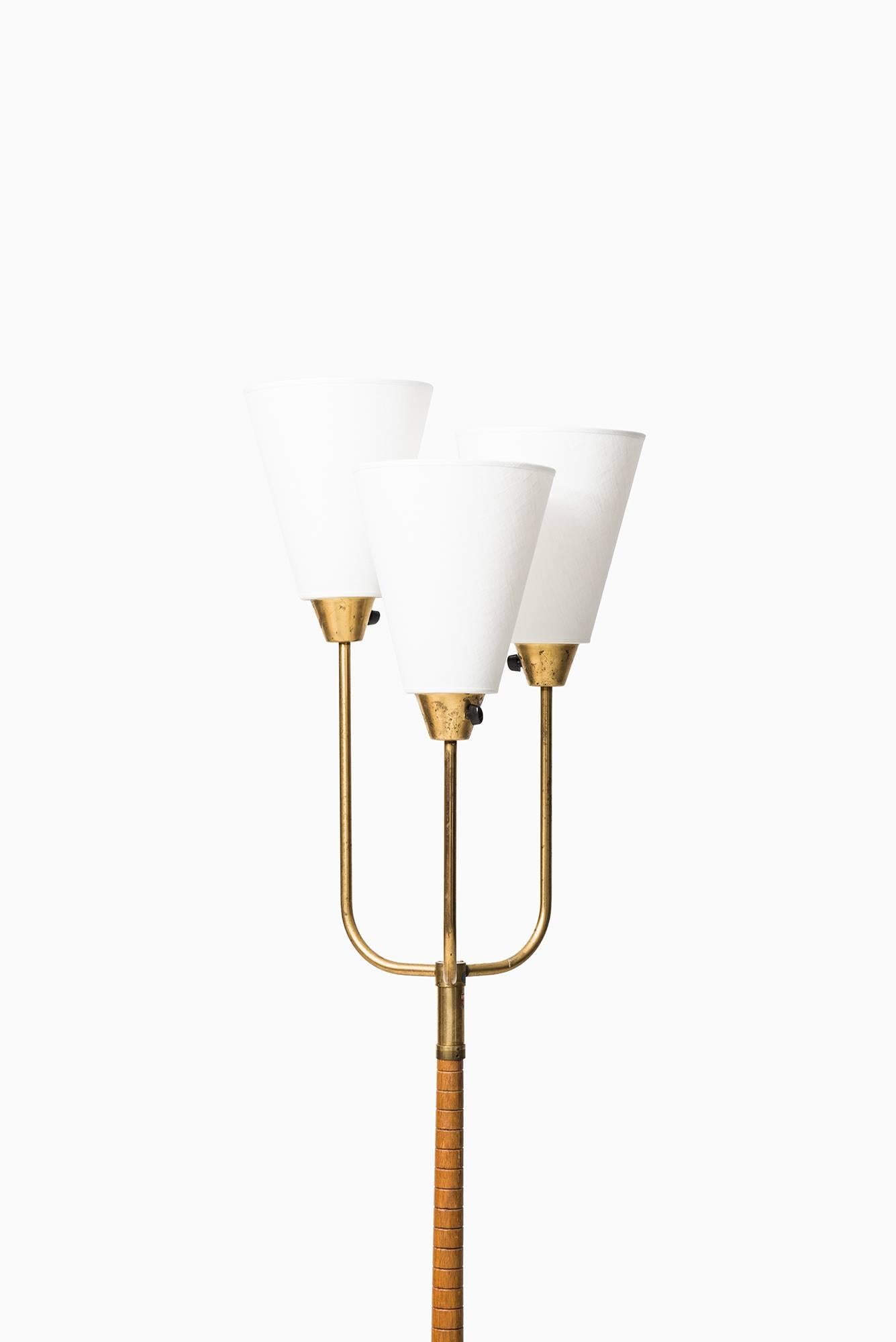 Brass Midcentury Uplight with Three Arms Produced in Sweden