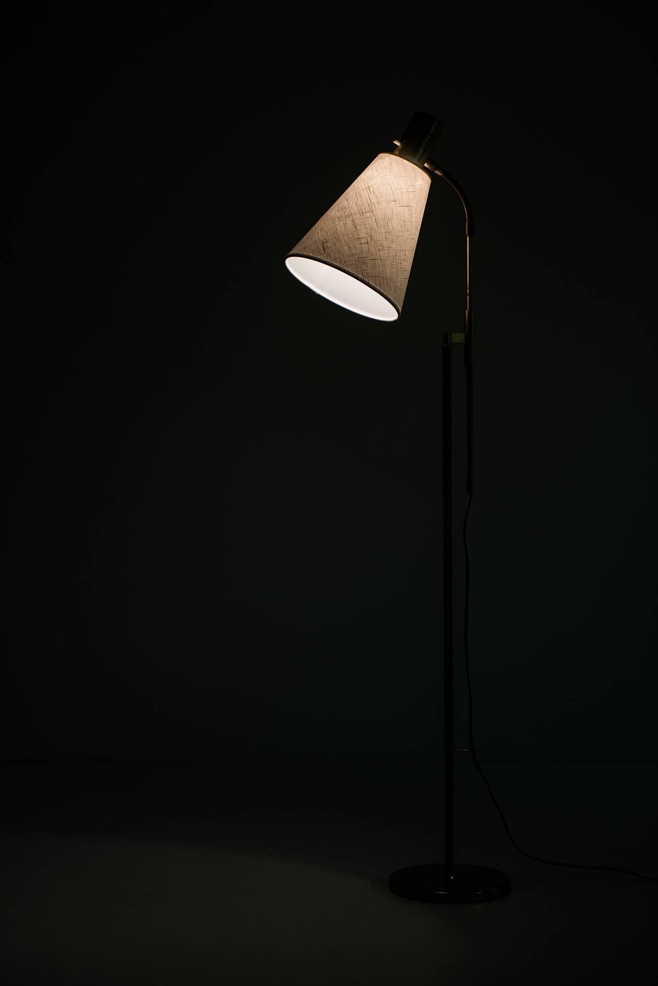Brass Height Adjustable Floor Lamp Produced by Falkenbergs Belysnings in Sweden