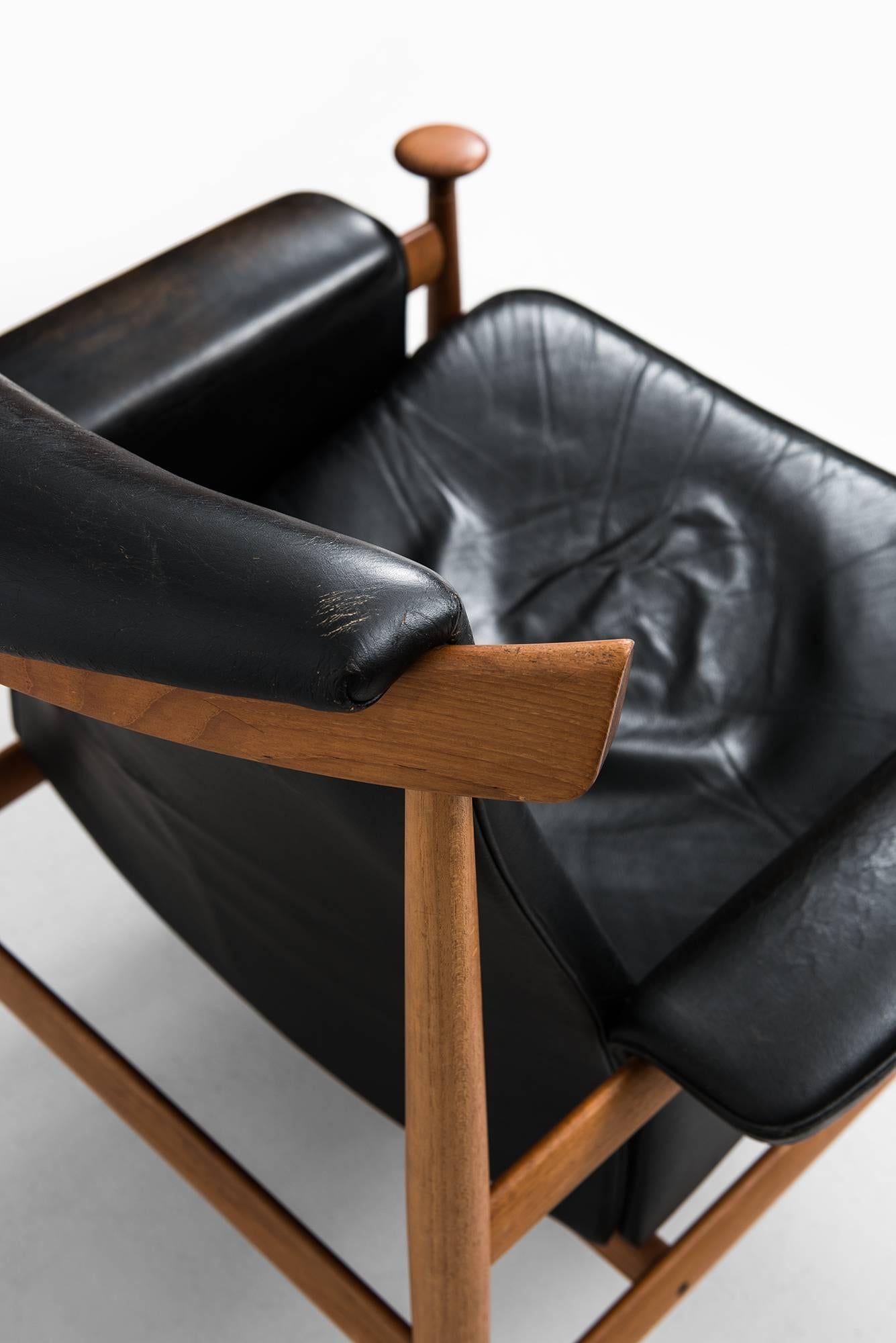 Leather Finn Juhl Easy Chair Model Bwana by France & Daverkosen in Denmark