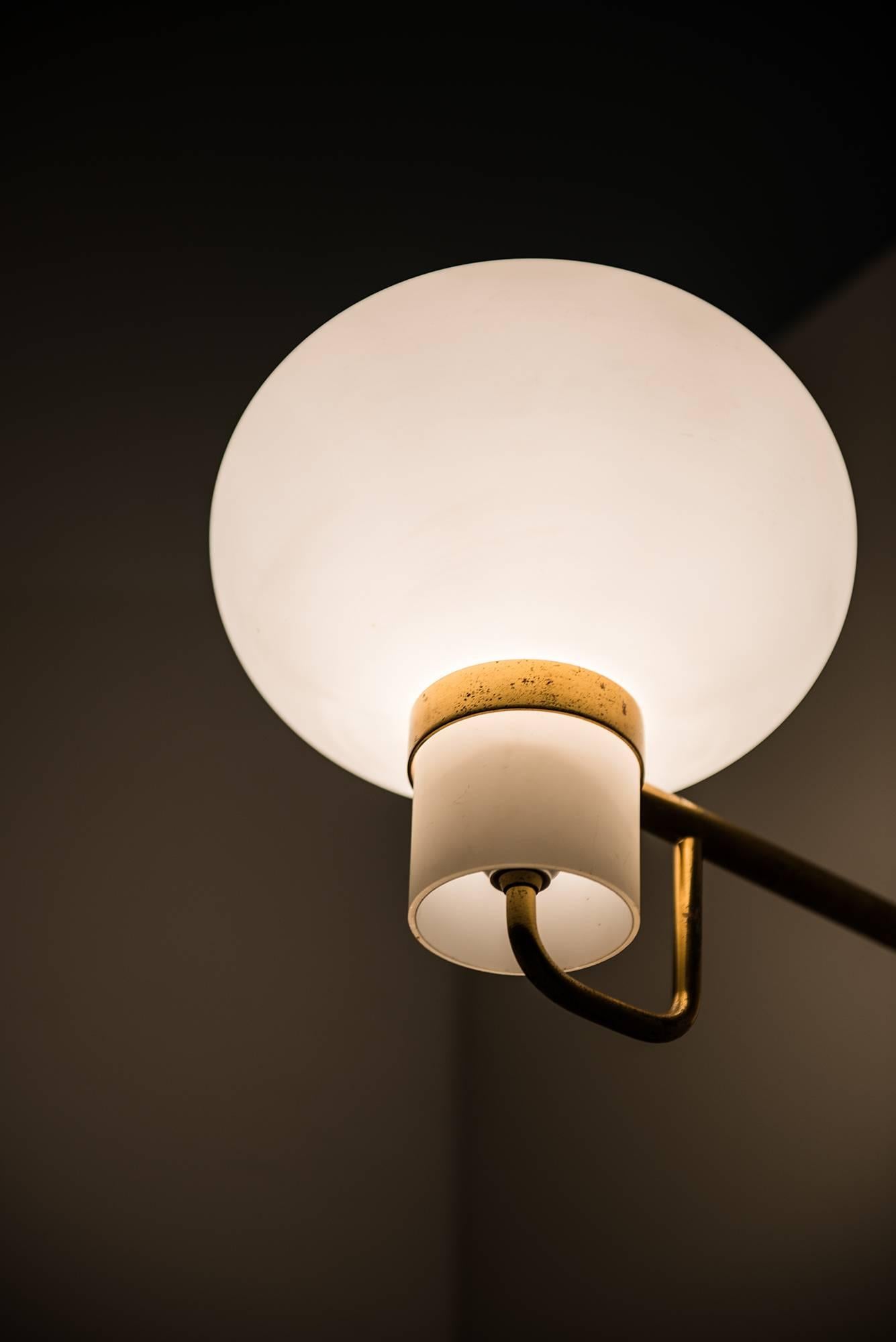 Mid-20th Century Wall Lamps in Brass and Opaline Glass Produced in Denmark