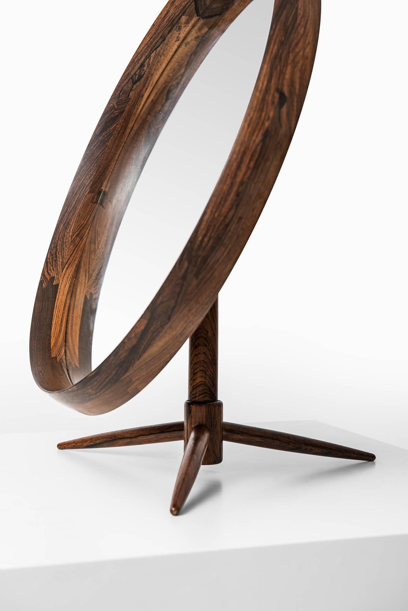 Danish Table Mirror in Rosewood Produced in Denmark For Sale