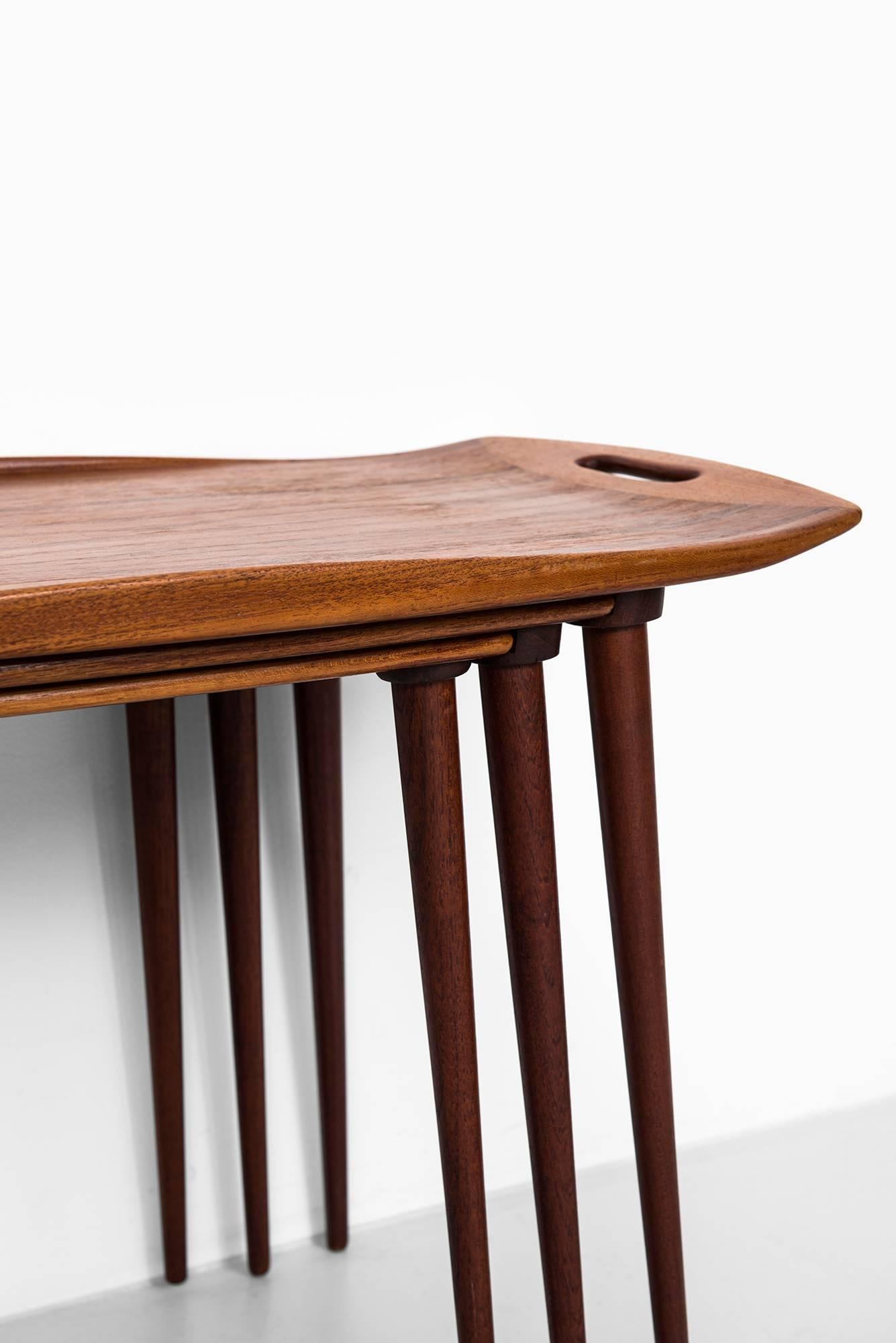 Nesting tables designed by Jens Harald Quistgaard. Produced by Nissen in Denmark.