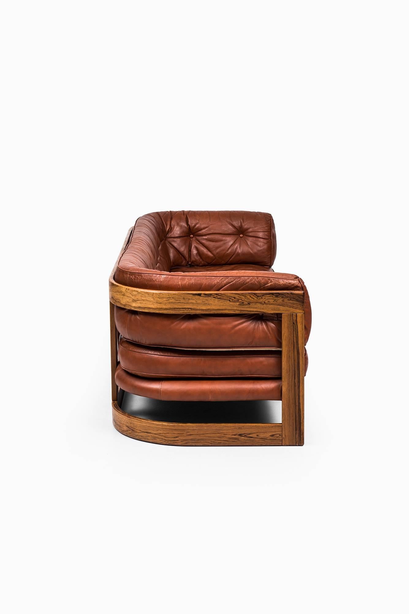 Leather Lennart Bender Three-Seat Sofa by Stjernmöbler in Sweden