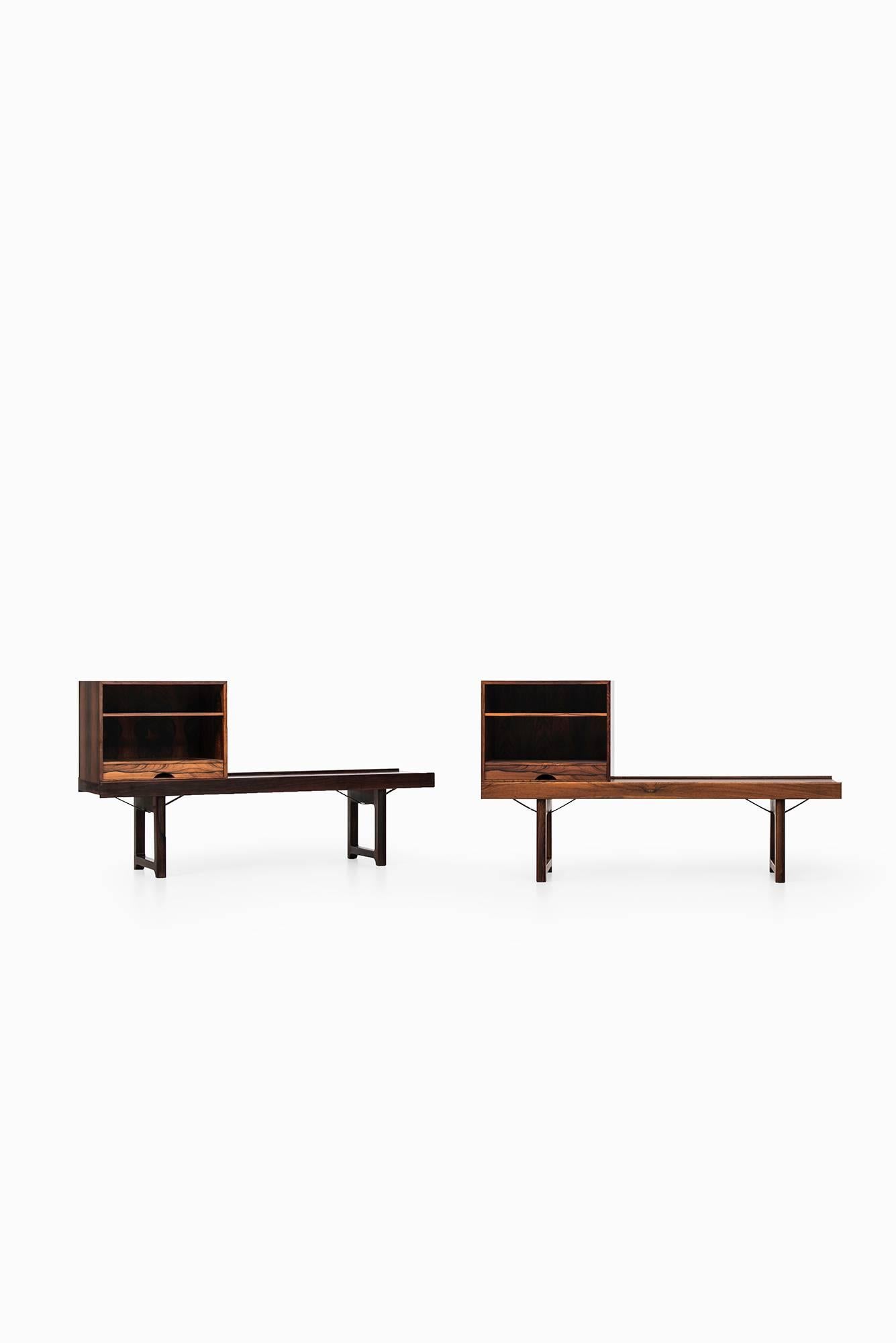 A pair of rosewood side tables model Krobo designed by Torbjørn Afdal. Produced by Mellemstrands møbelfabrik in Norway