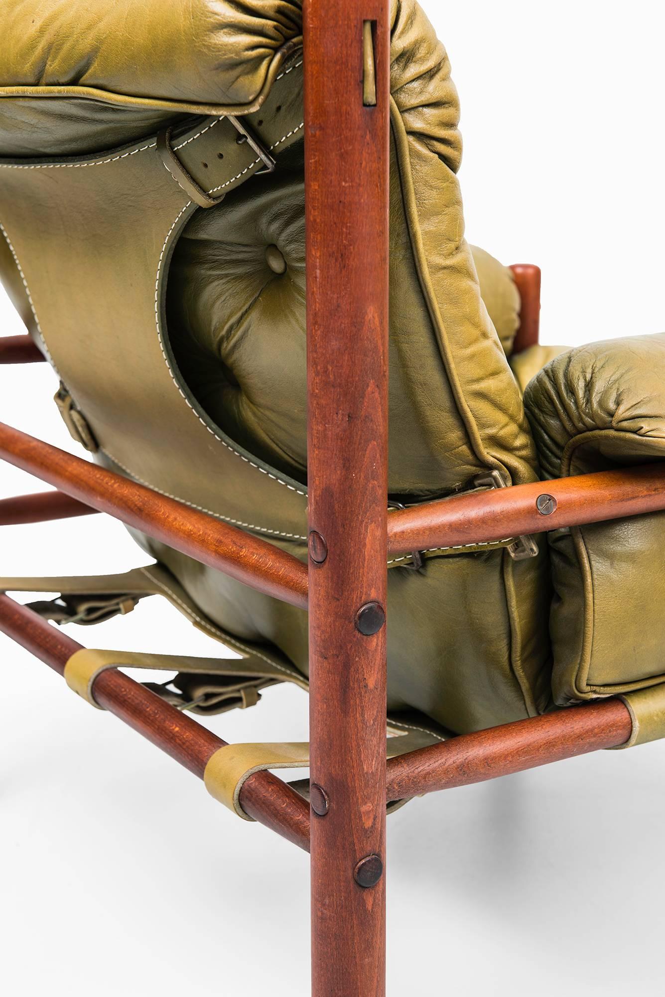 Mid-20th Century Arne Norell Easy Chairs in Green Leather by Norell AB in Sweden