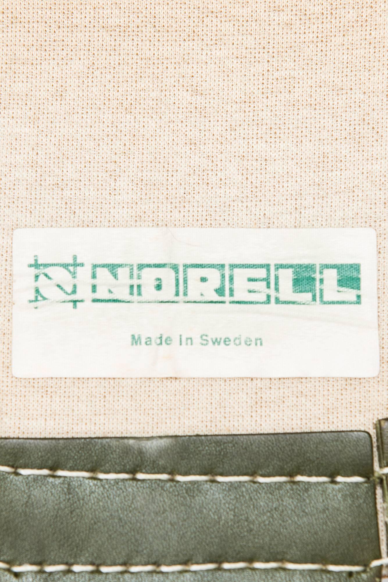 Beech Arne Norell Easy Chairs in Green Leather by Norell AB in Sweden