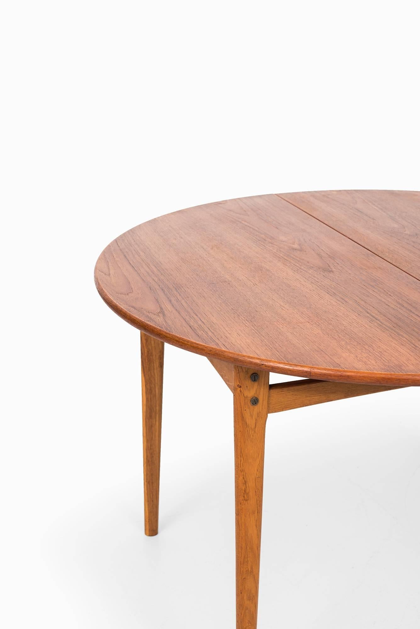 Brass Midcentury Dining Table in Oak with Teak Top 