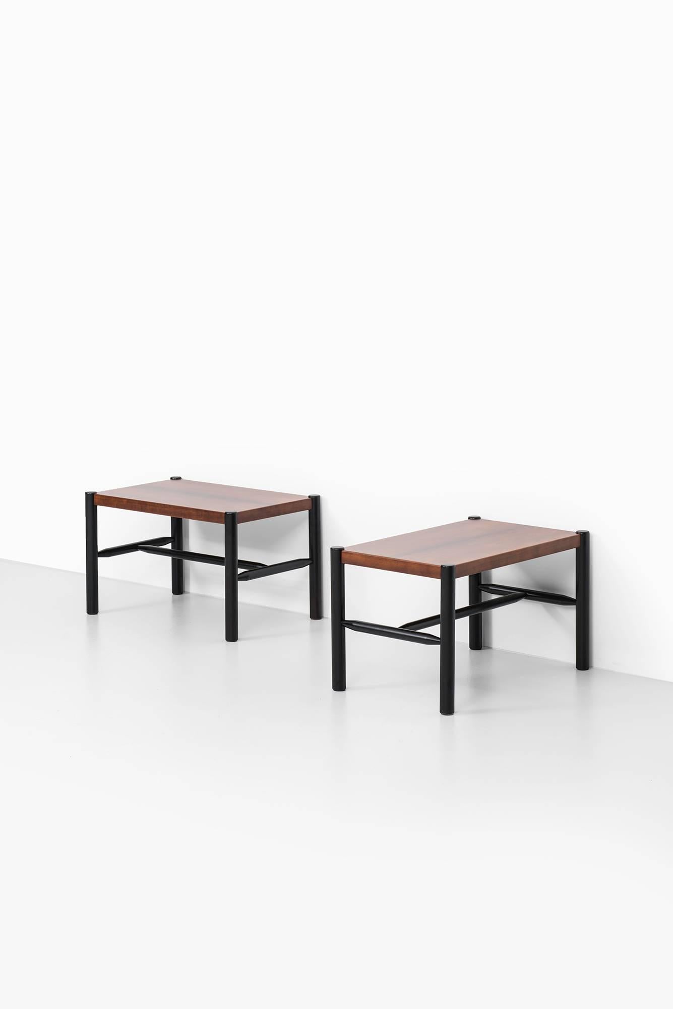Mid-Century Modern Arne Norell Side Tables in Rosewood and Black Lacquered Beech