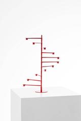 Midcentury Spiral Candlestick in Red Lacquered Metal