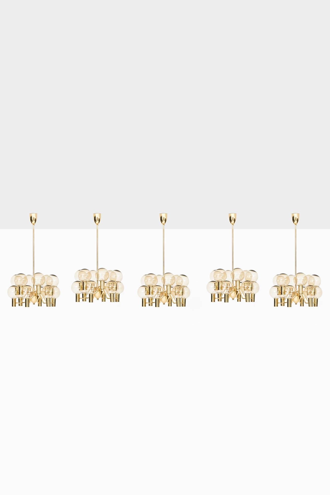 Set of 5 ceiling lamps model T372/12 'Patricia' designed by Hans-Agne Jakobsson. Produced by Hans-Agne Jakobsson AB in Markaryd, Sweden.