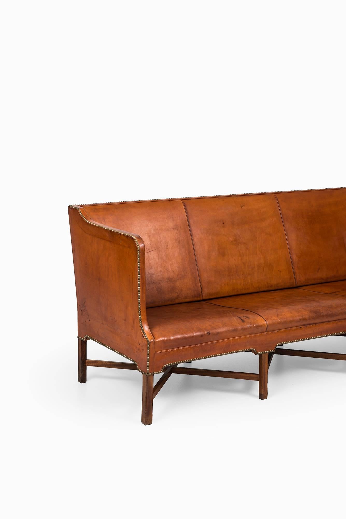 Leather Kaare Klint Sofa Model 4118 Produced by Rud Rasmussen in Denmark