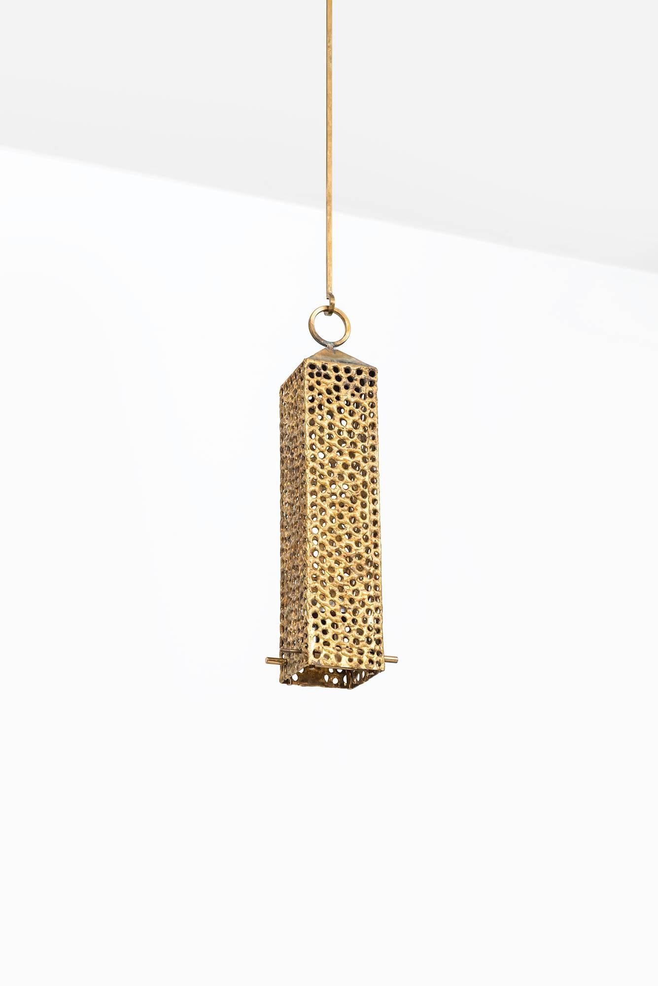 Scandinavian Modern Pierre Forsell Hanging Lantern in Brass by Skultuna in Sweden