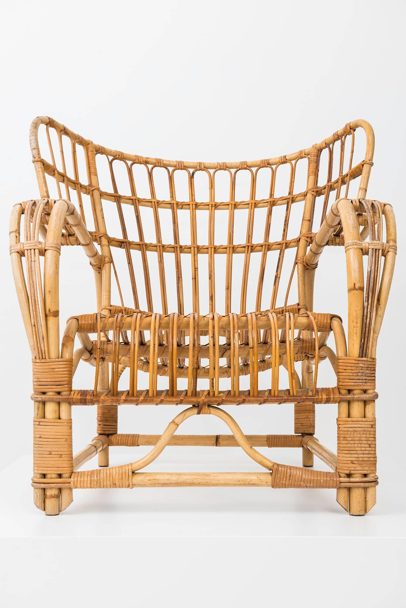 Rare pair of easy chairs designed by Viggo Boesen. Produced by E.V.A. Nissen & Co in Denmark.